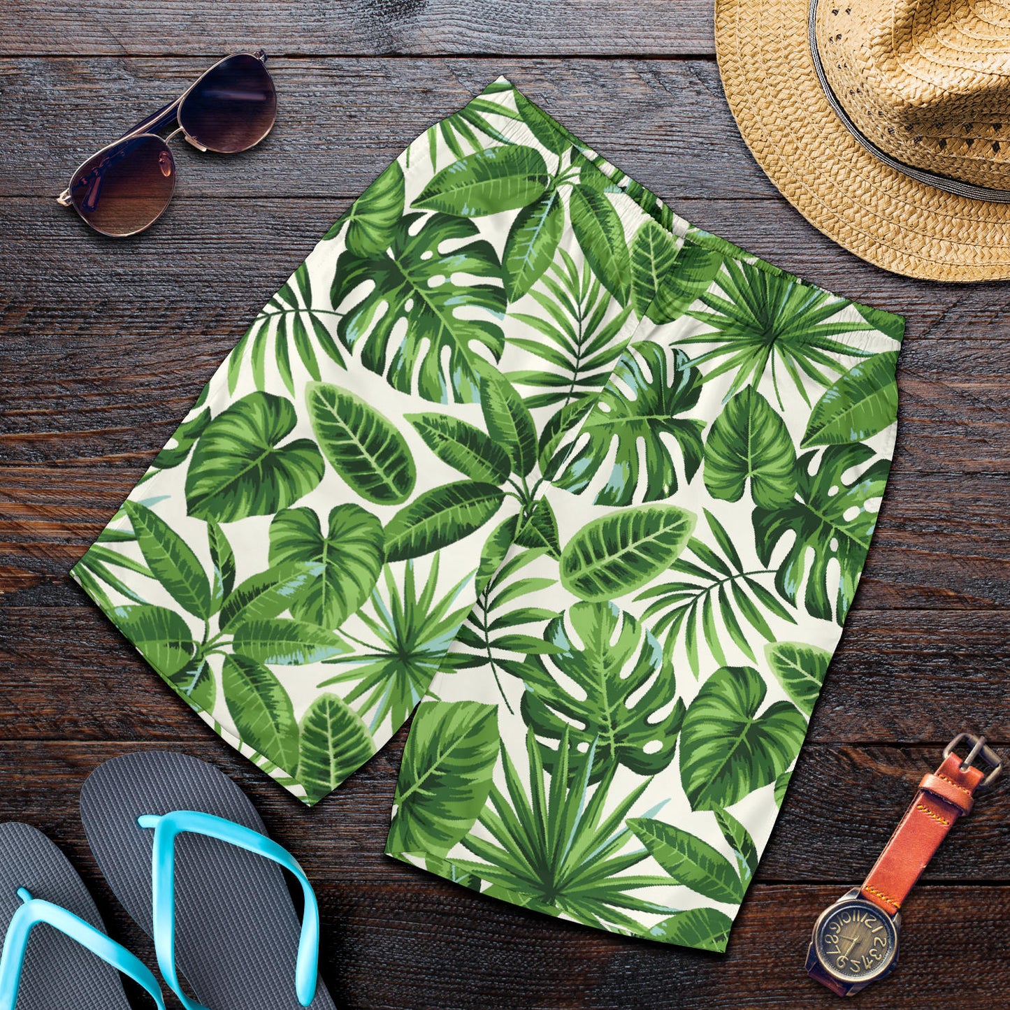 Tropical Flower Pattern Print Design TF013 Mens Shorts