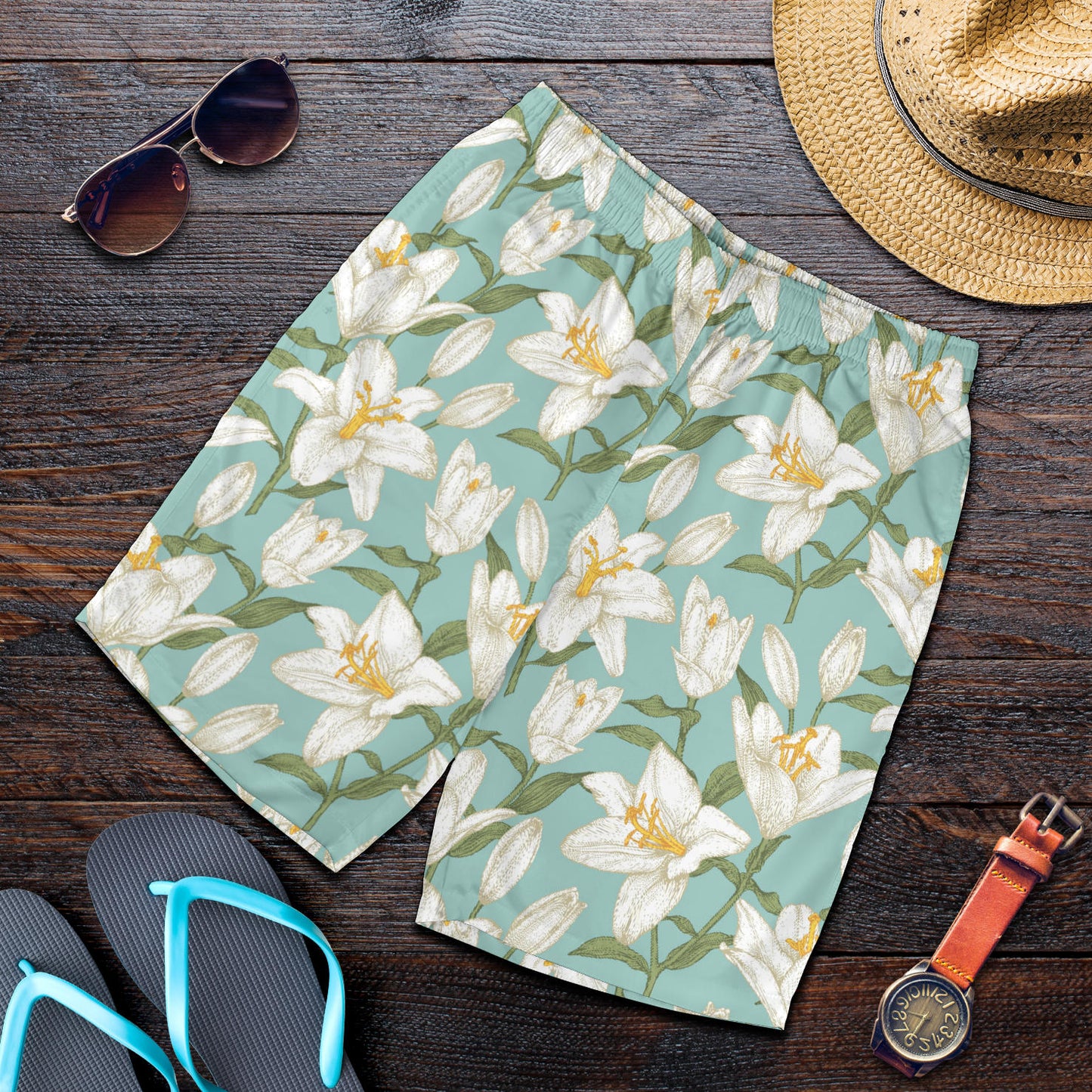 Lily Pattern Print Design LY09 Mens Shorts