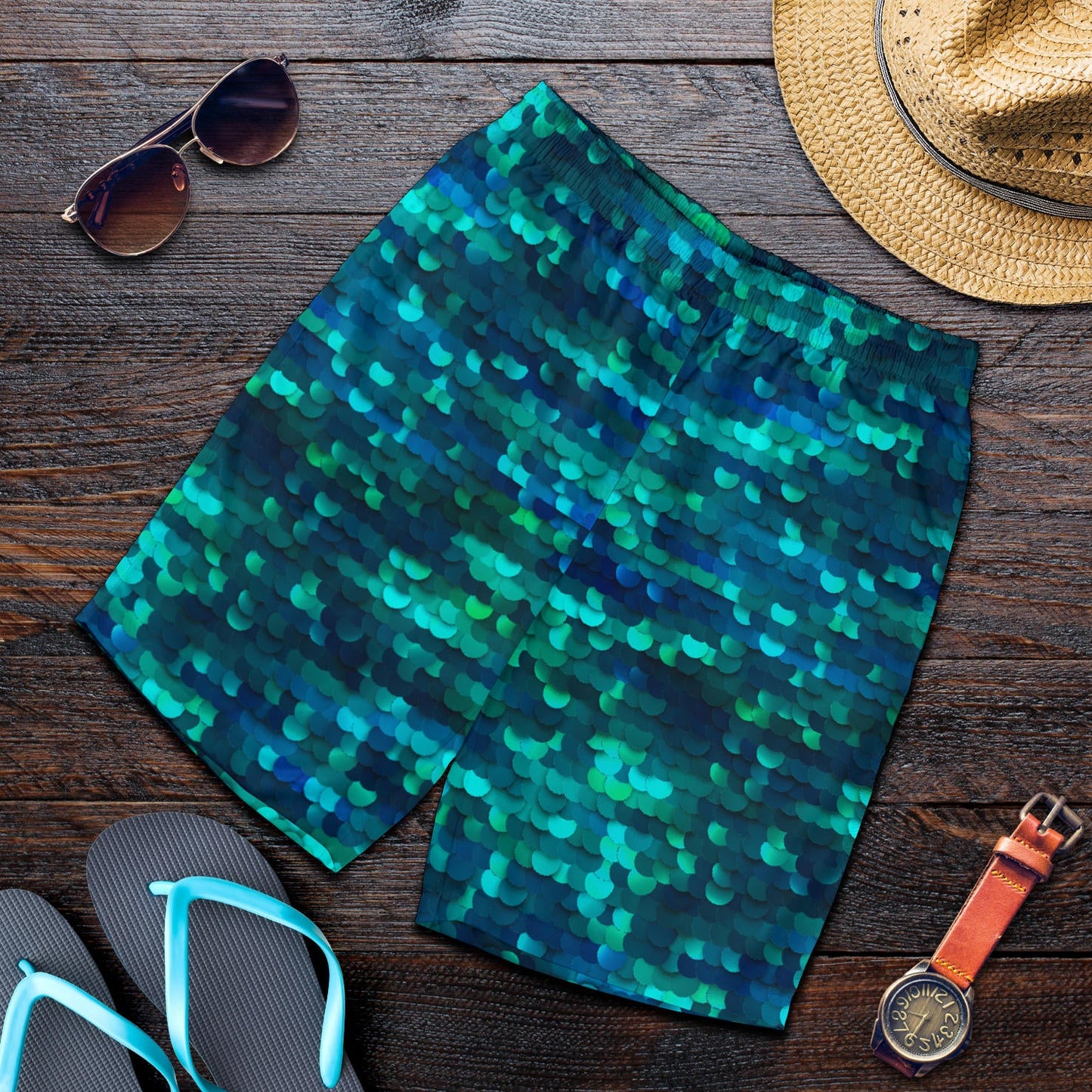 Mermaid Scales Pattern Print Design 06 Mens Shorts