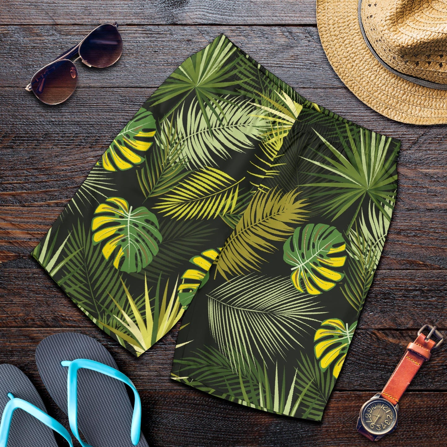 Palm Leaf Pattern Print Design A05 Mens Shorts