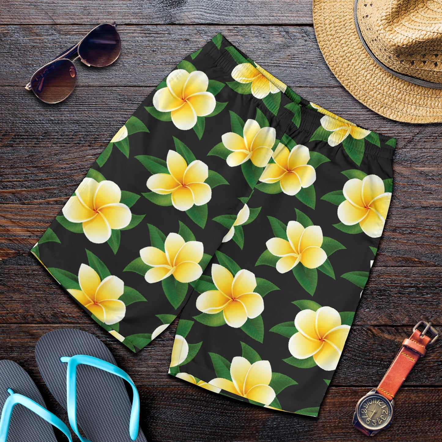 Plumeria Pattern Print Design A03 Mens Shorts