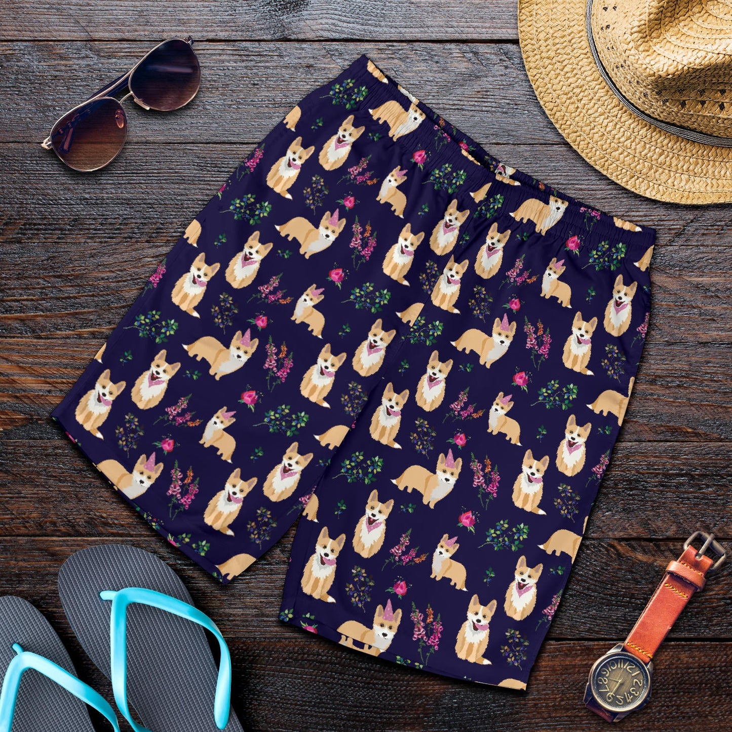 Pembroke Welsh Corgis Pattern Print Design A06 Mens Shorts