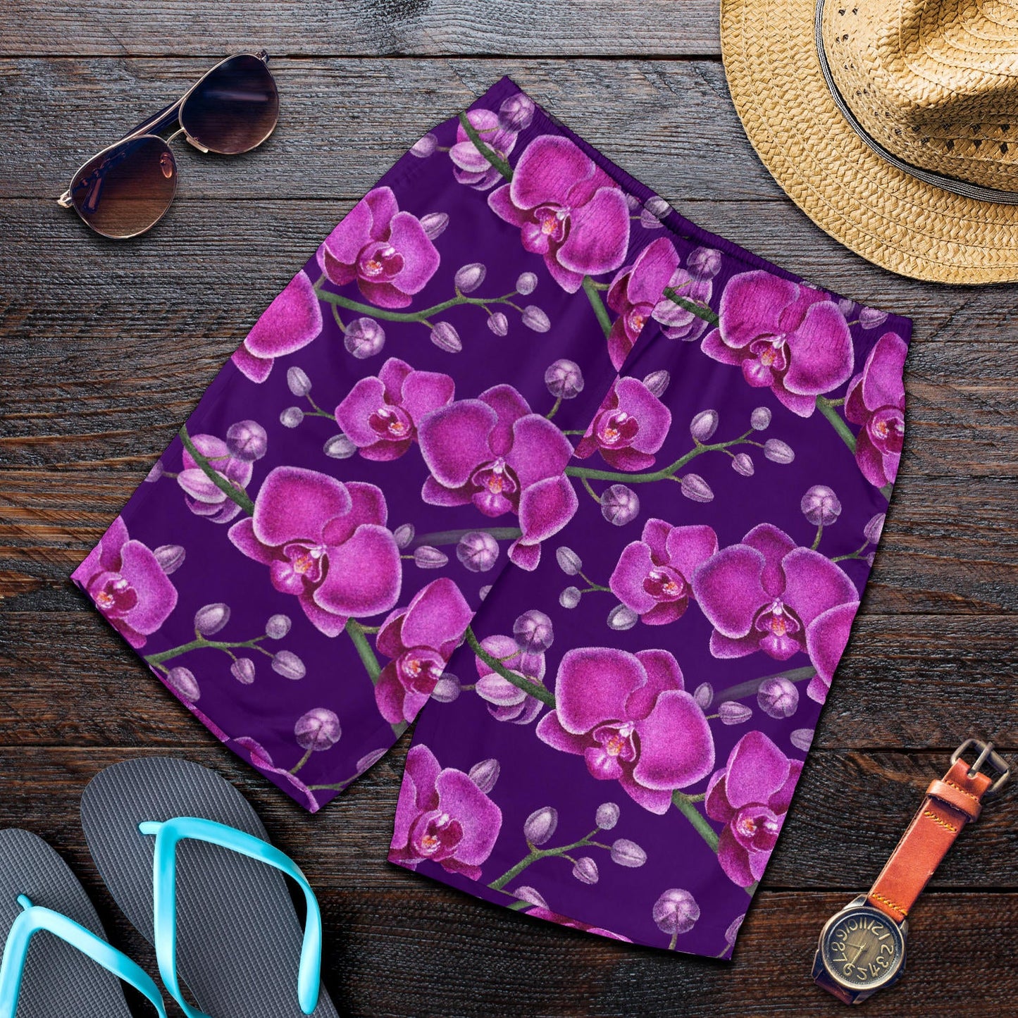 Orchid Pattern Print Design A03 Mens Shorts
