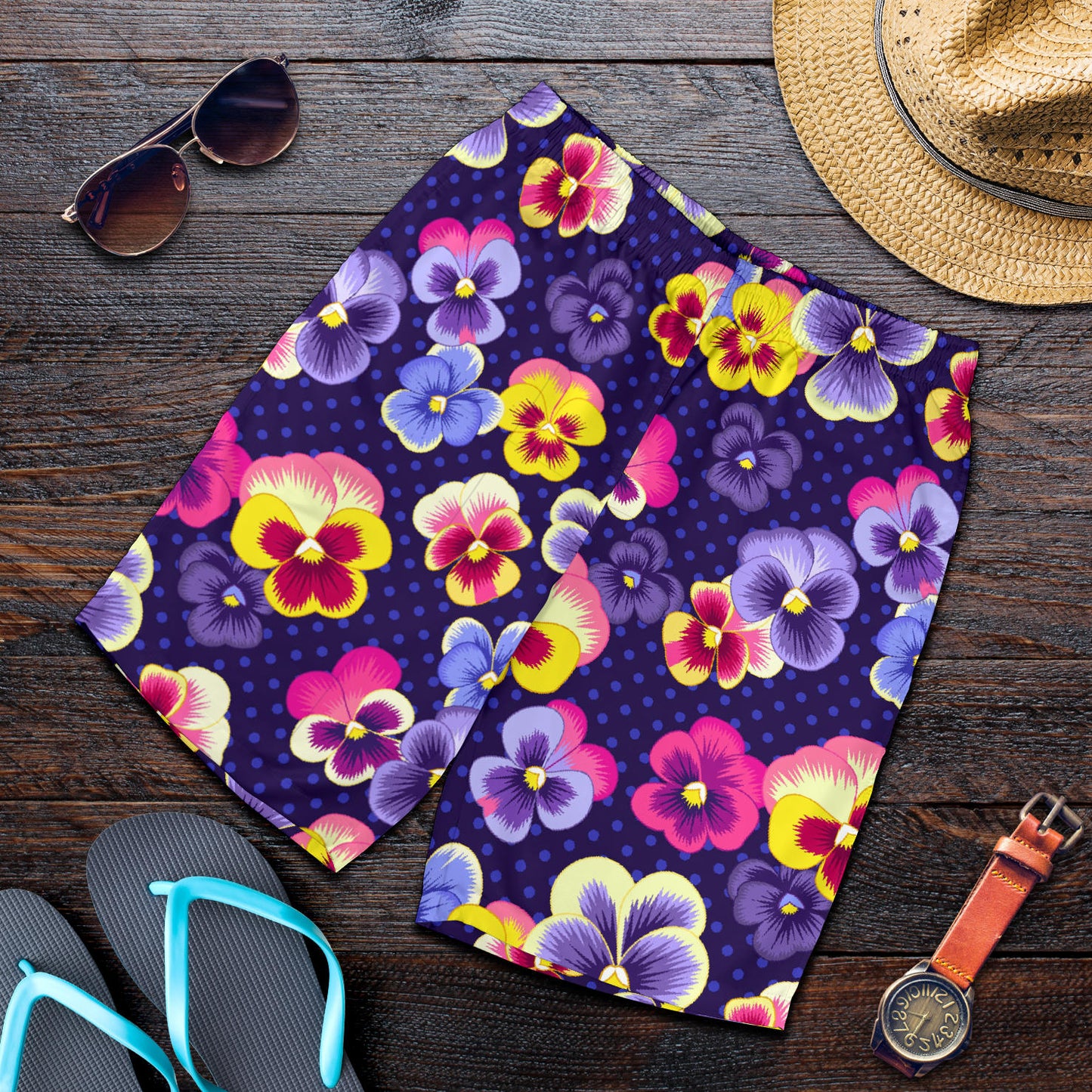 Pansy Pattern Print Design PS04 Mens Shorts