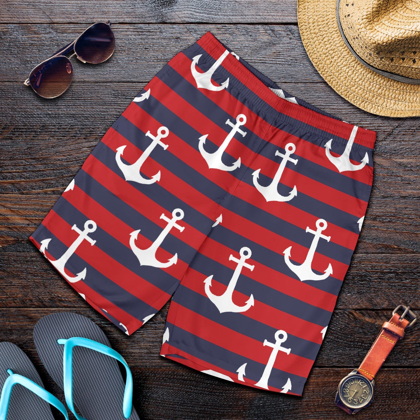 Nautical Pattern Print Design A05 Mens Shorts