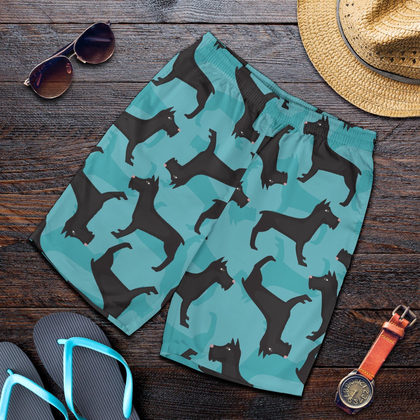 Schnauzers Pattern Print Design A01 Mens Shorts