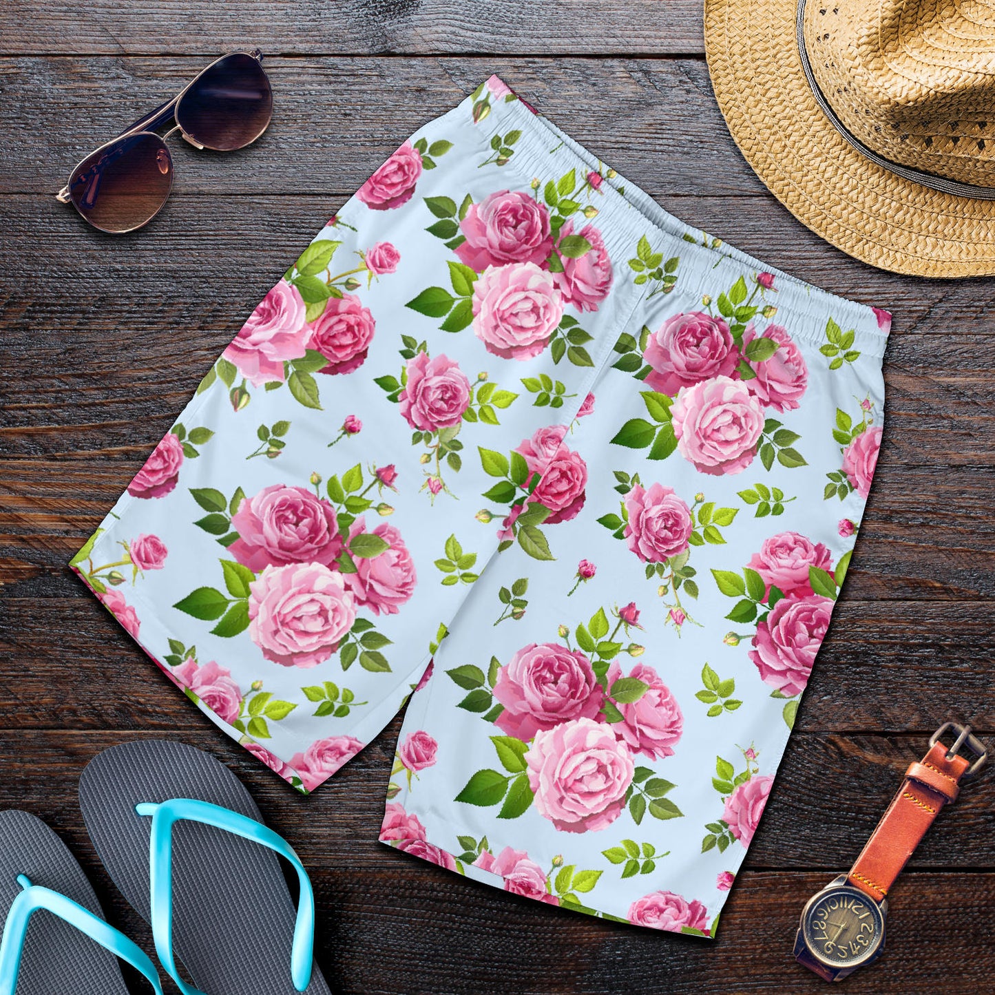 Rose Pink Pattern Print Design RO08 Mens Shorts