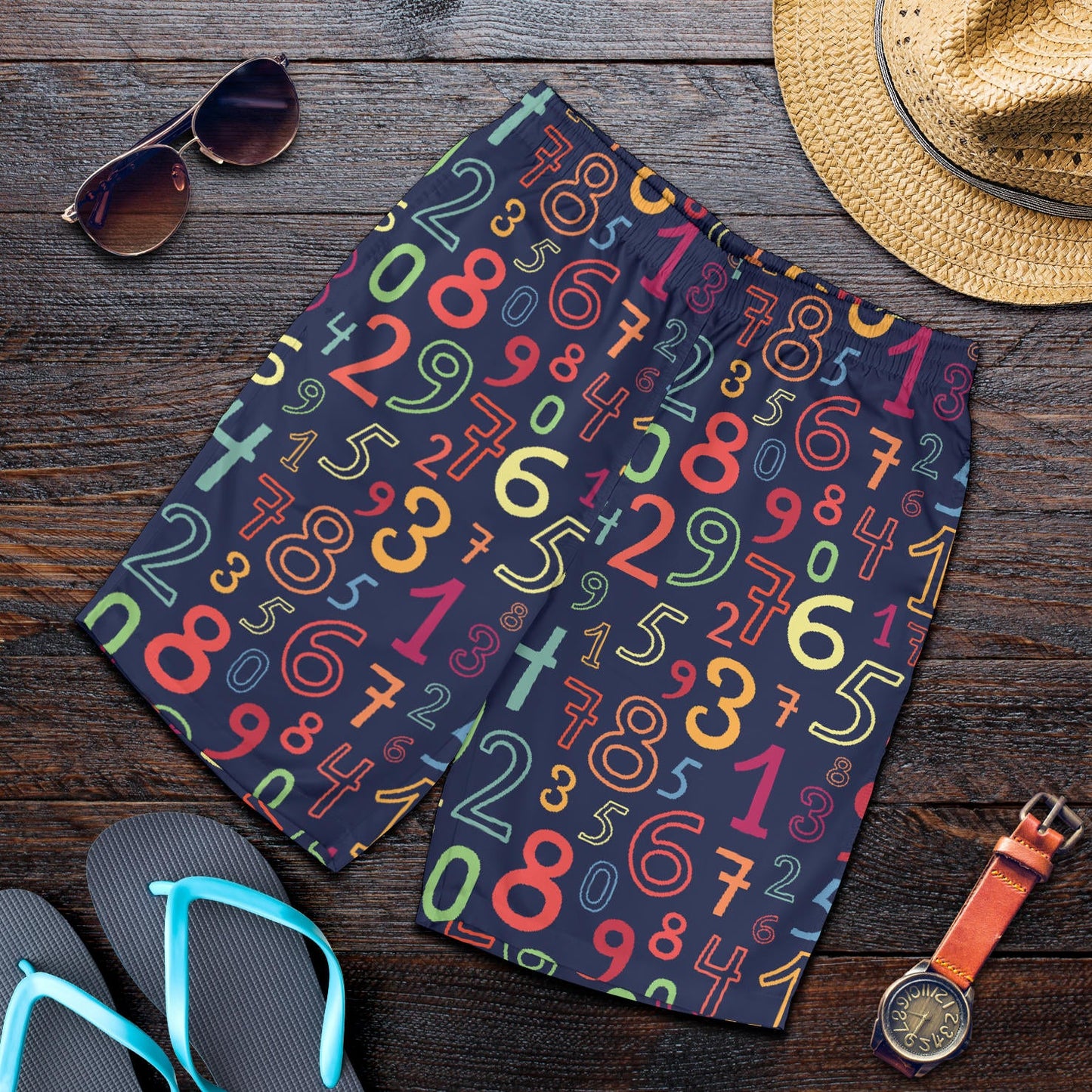 Number Pattern Print Design A01 Mens Shorts