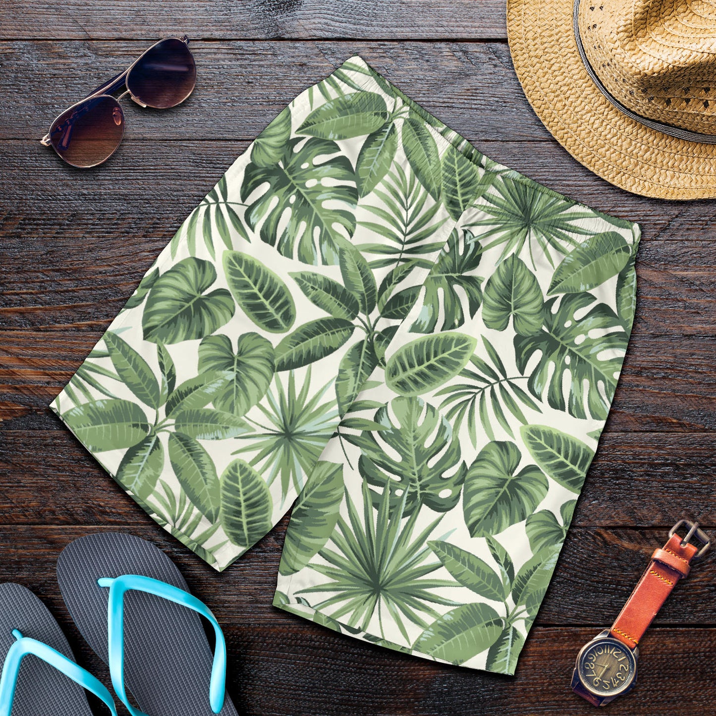 Palm Leaves Pattern Print Design PL014 Mens Shorts