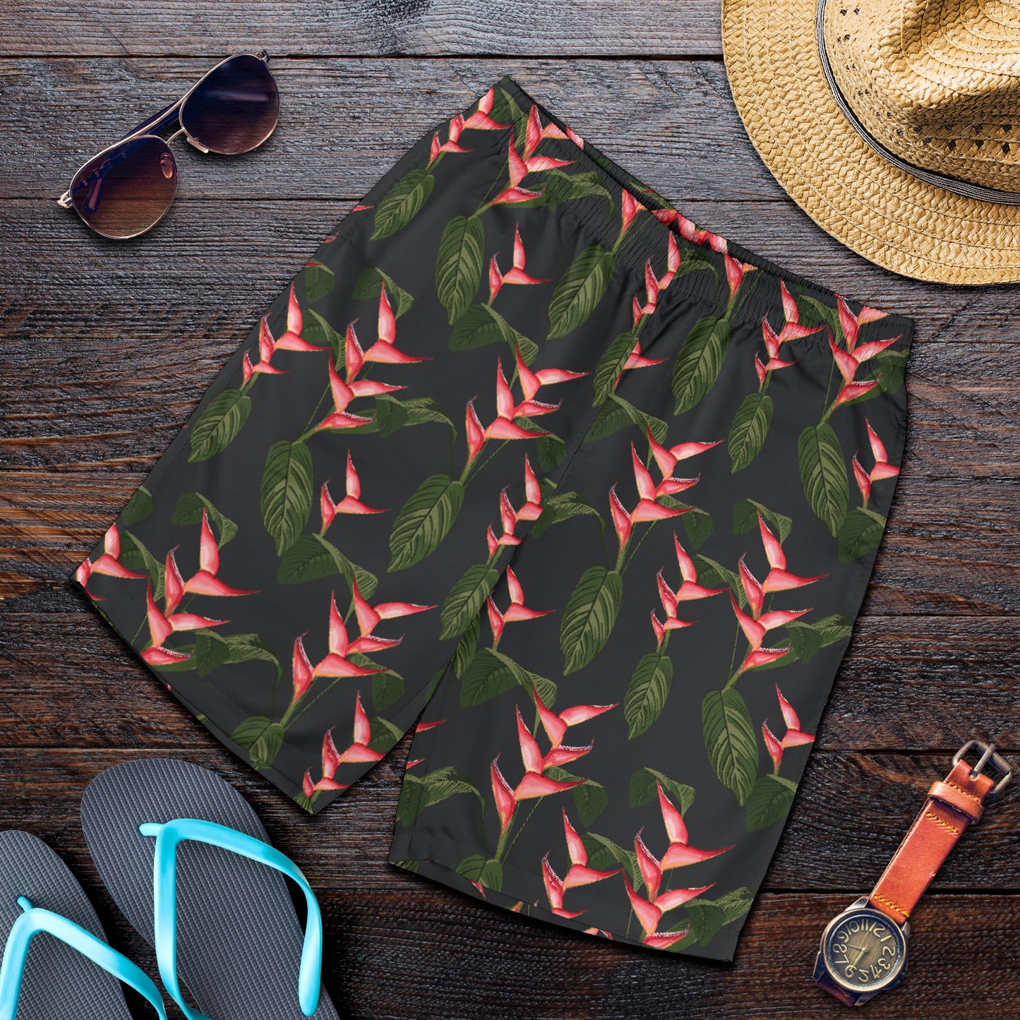 Heliconia Pattern Print Design HL07 Mens Shorts
