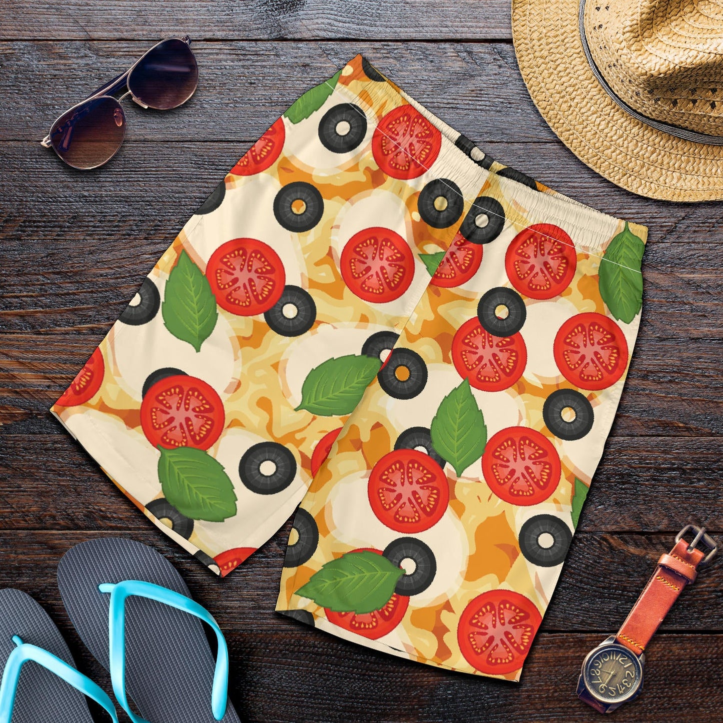 Pizza Pattern Print Design A05 Mens Shorts