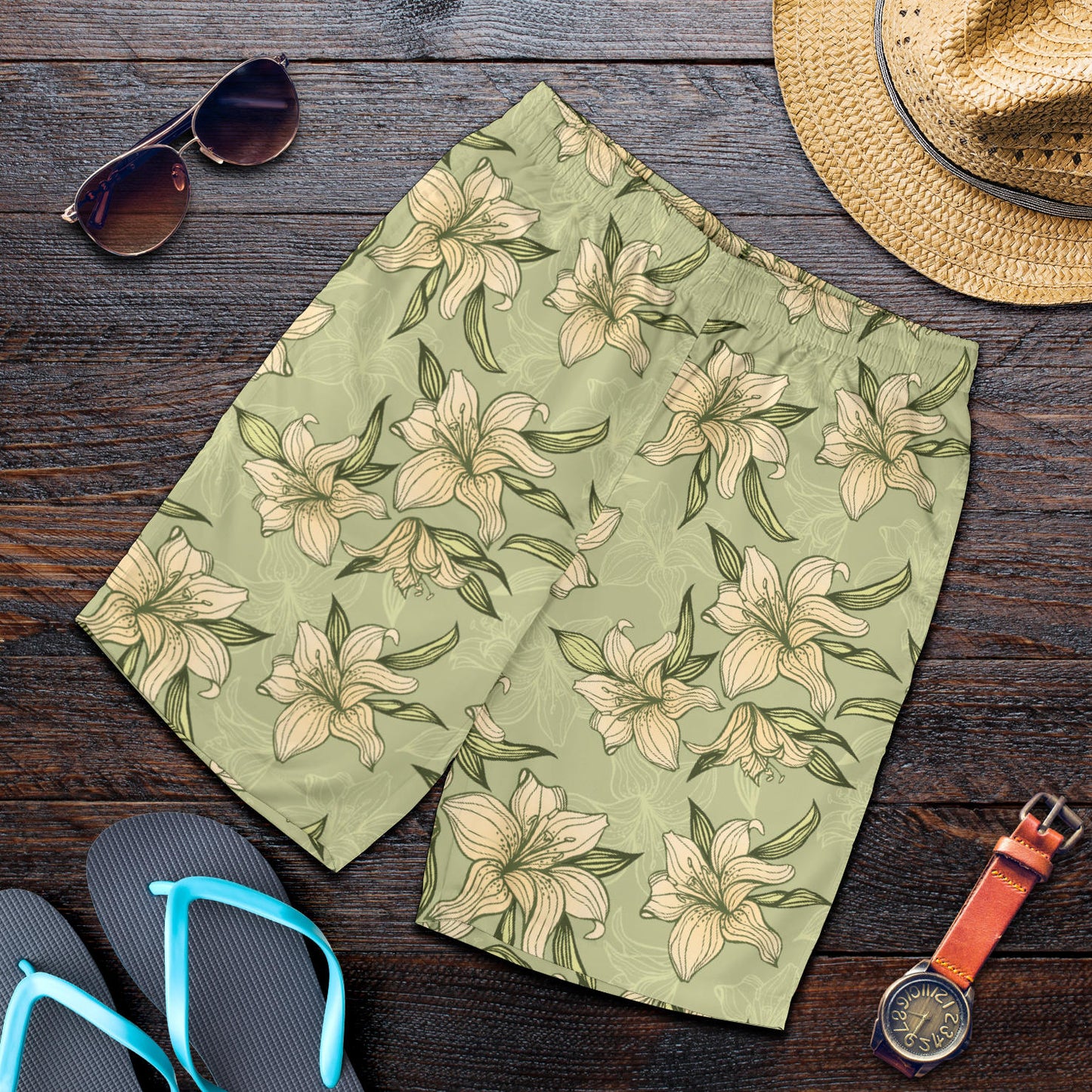 Lily Pattern Print Design LY06 Mens Shorts