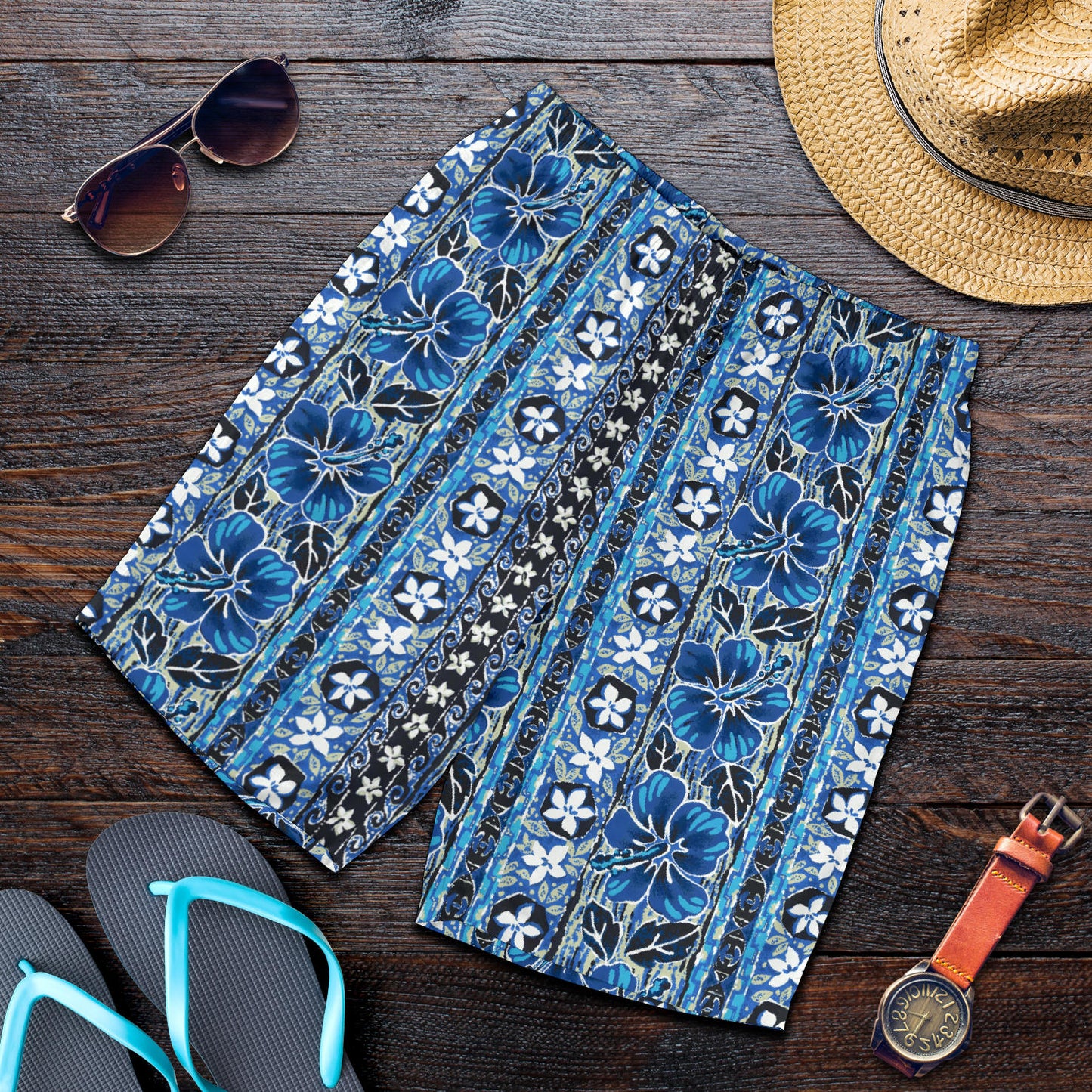 Hawaiian Themed Pattern Print Design H012 Mens Shorts