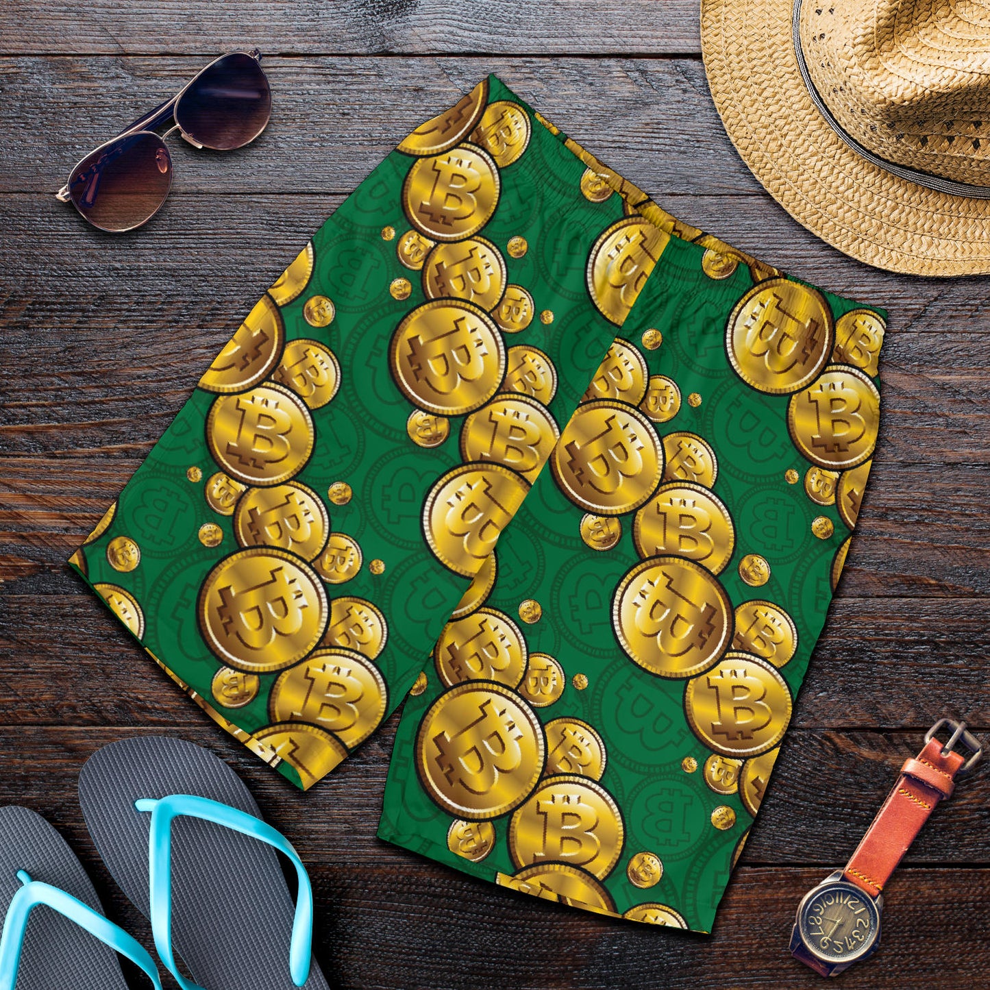 Bitcoin Pattern Print Design DO02 Mens Shorts