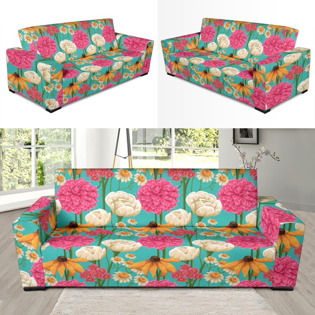 Summer Floral Pattern Print Design SF07 Sofa Slipcover