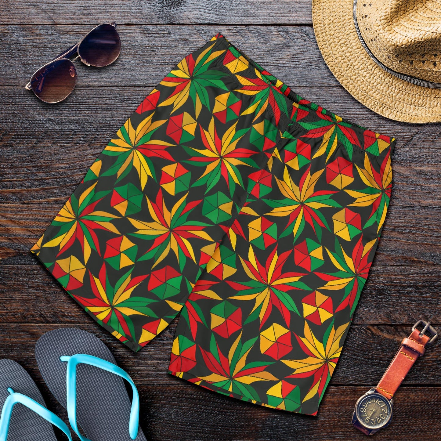 Rastafarian Pattern Print Design A03 Mens Shorts