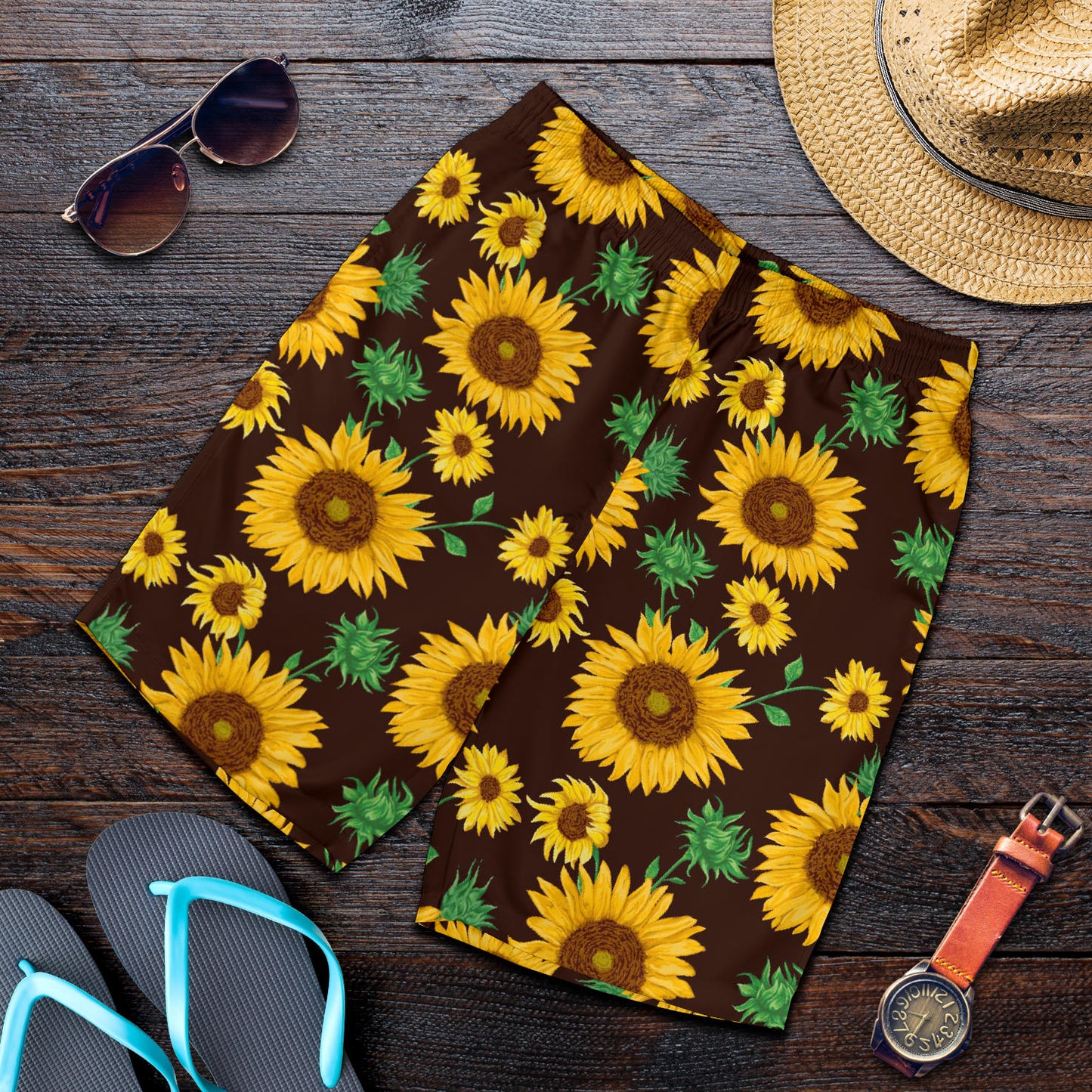 Sunflower Pattern Print Design SF01 Mens Shorts