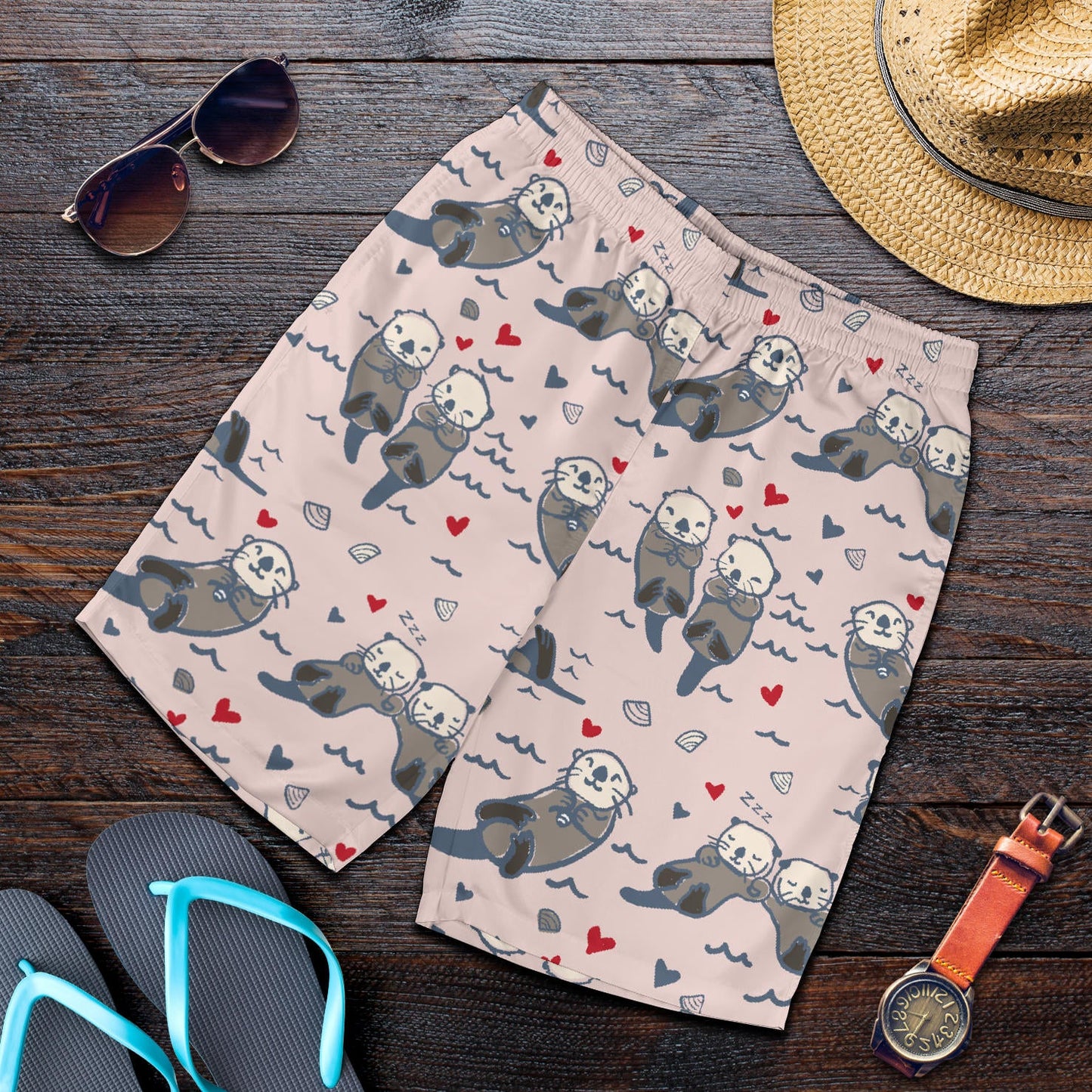 Sea Otter Pattern Print Design 02 Mens Shorts