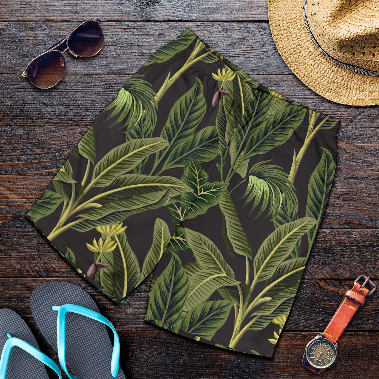 Banana Leaf Pattern Print Design BL04 Mens Shorts