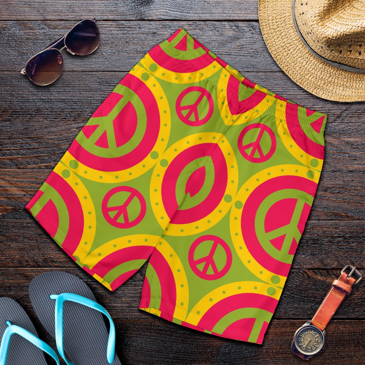Peace Sign Pattern Print Design A01 Mens Shorts