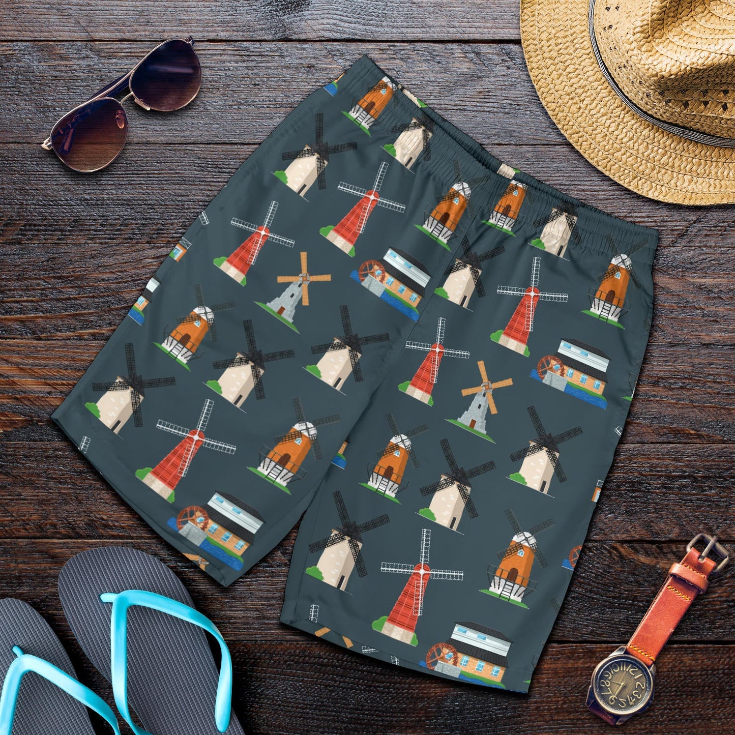 Windmill Pattern Print Design 04 Mens Shorts