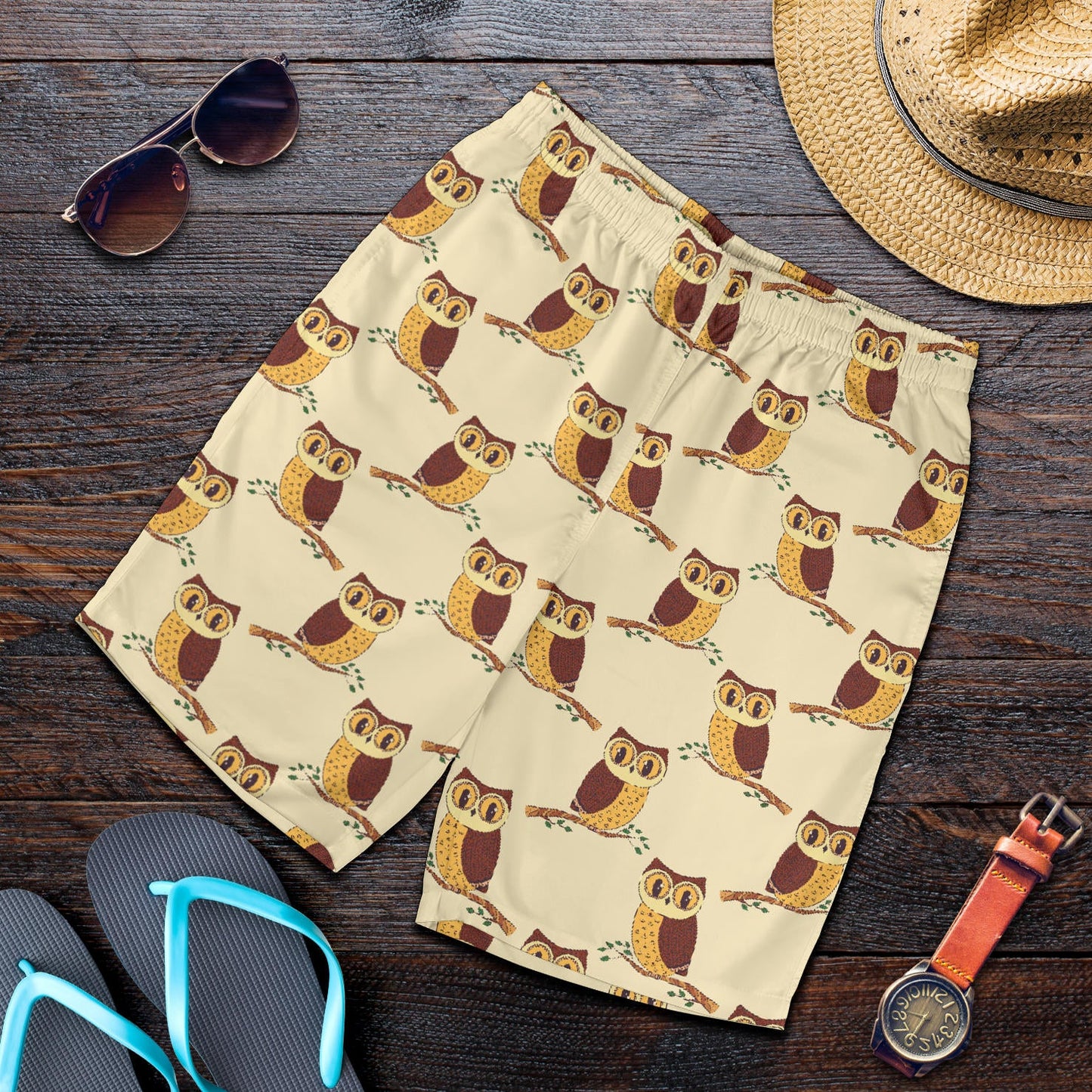 Owl Pattern Print Design A07 Mens Shorts