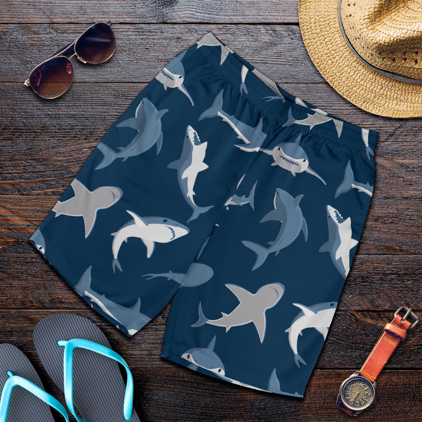 Shark Action Pattern Mens Shorts