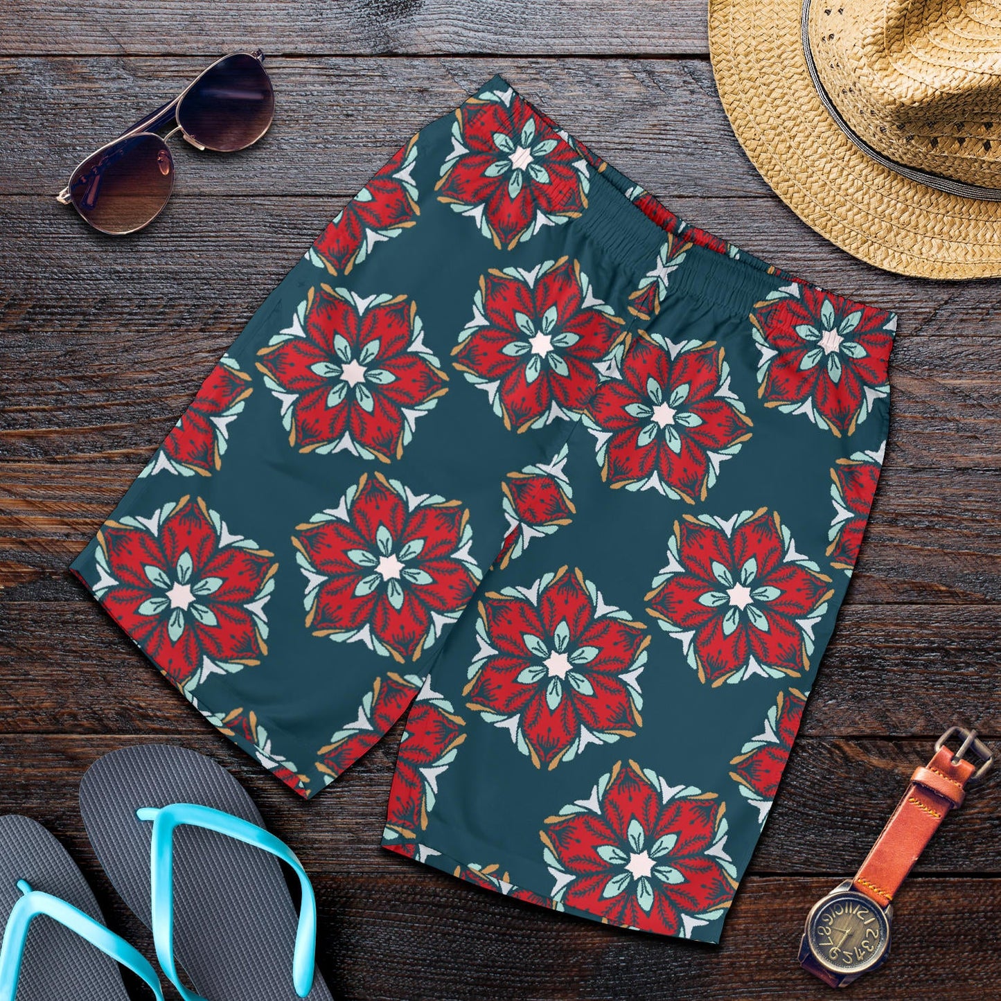 Poinsettia Pattern Print Design A03 Mens Shorts