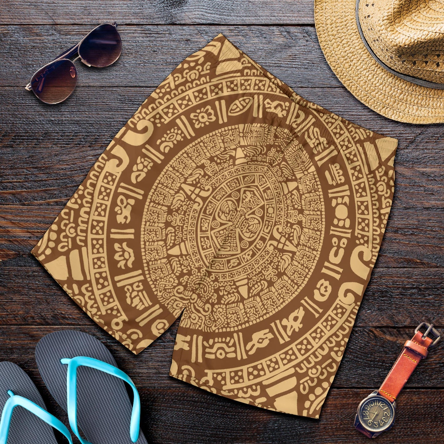Mayan Pattern Print Design 01 Mens Shorts