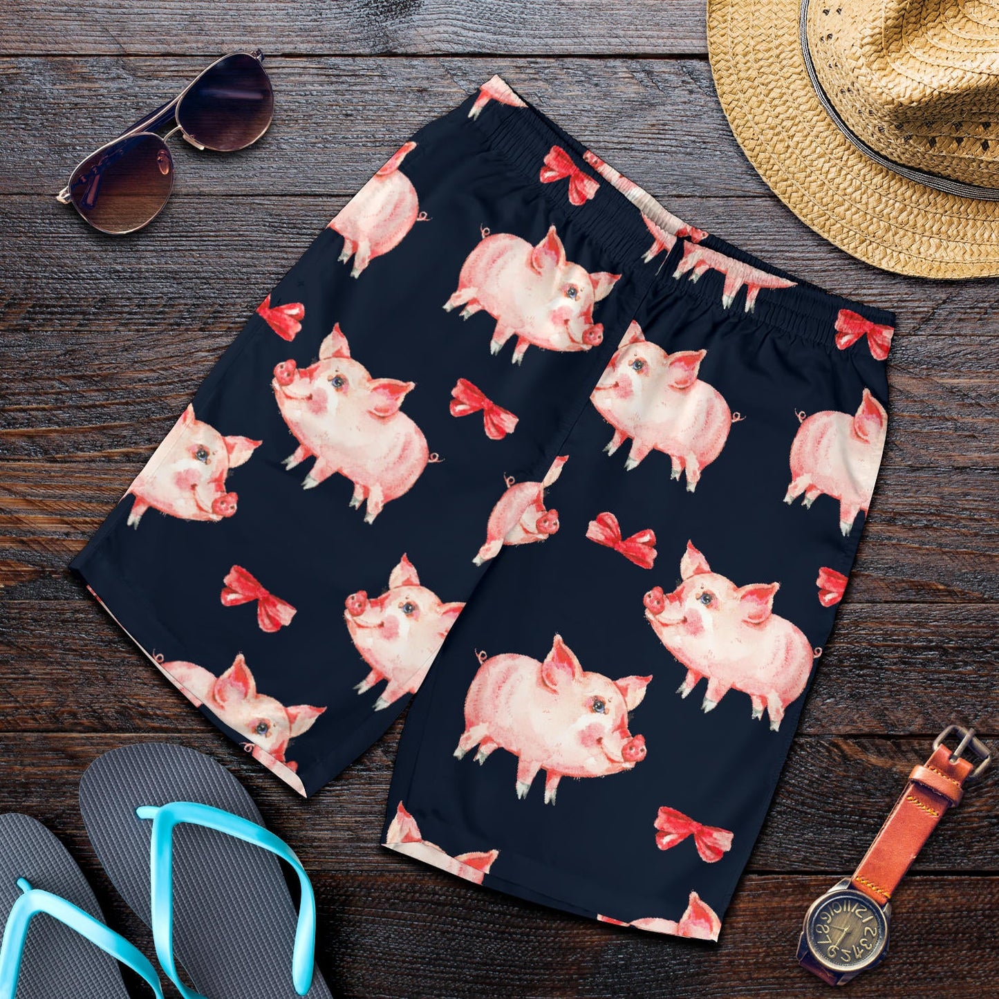Pig Cute Pattern Print Design 02 Mens Shorts