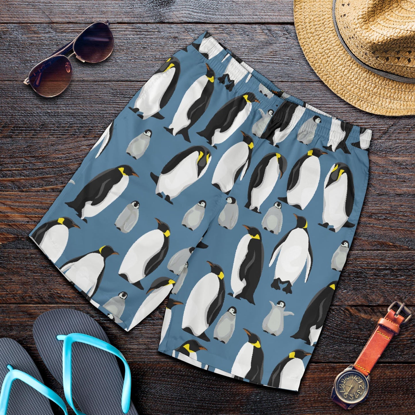 Penguin Pattern Print Design A03 Mens Shorts