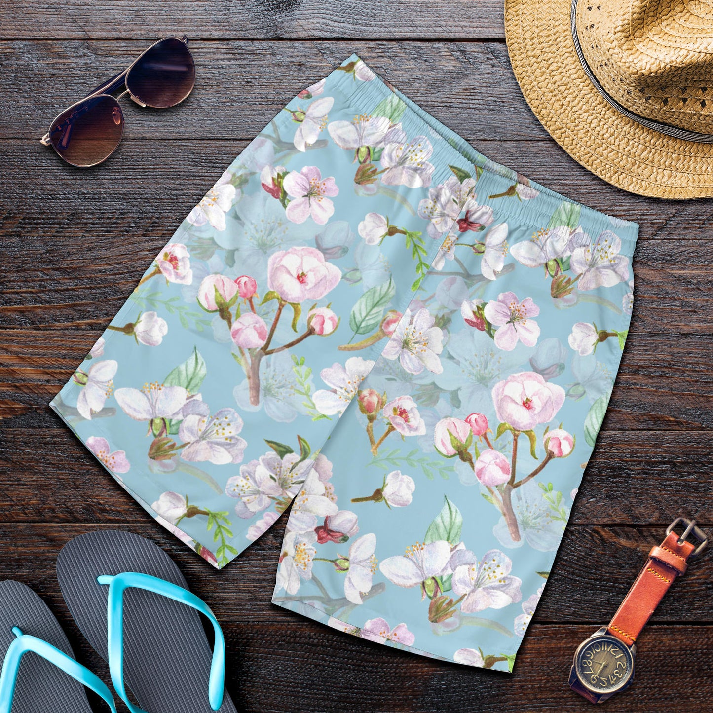 Apple blossom Pattern Print Design AB06 Mens Shorts
