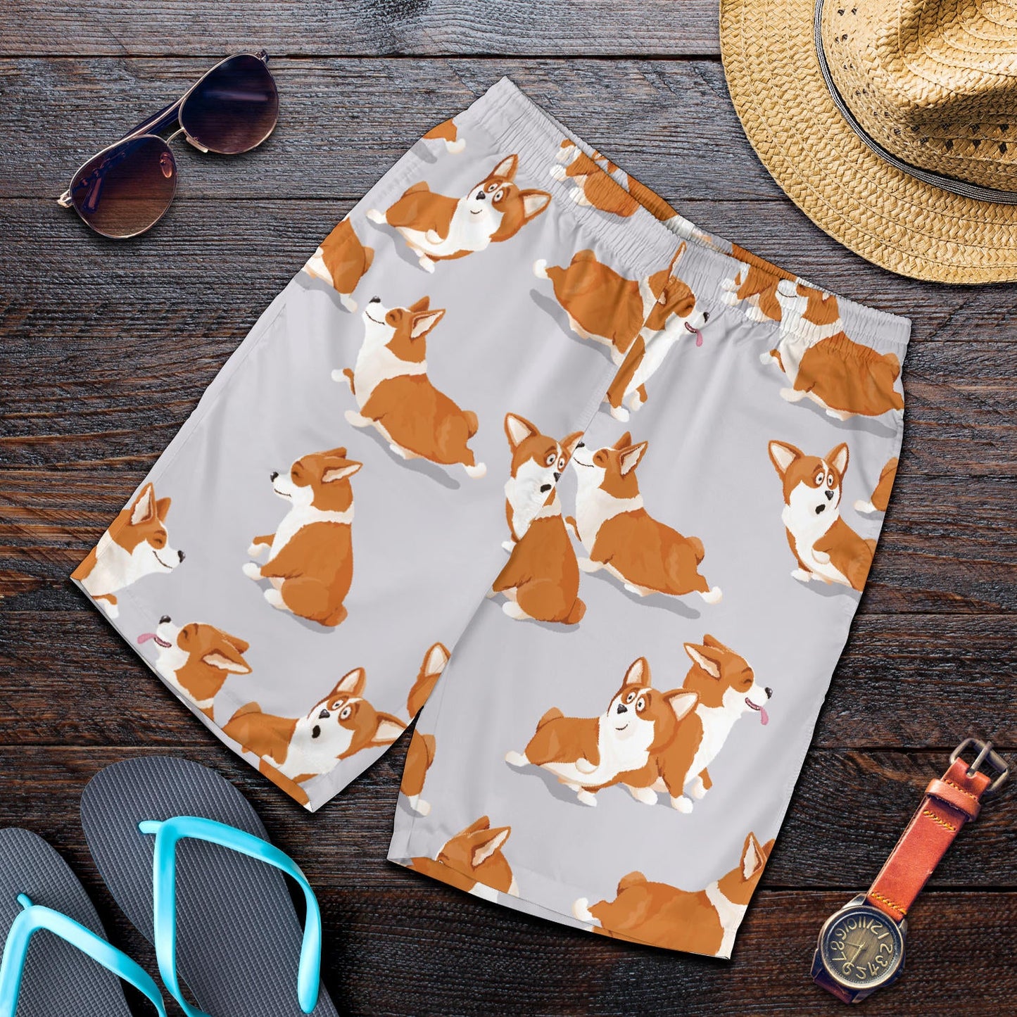 Pembroke Welsh Corgis Pattern Print Design A04 Mens Shorts