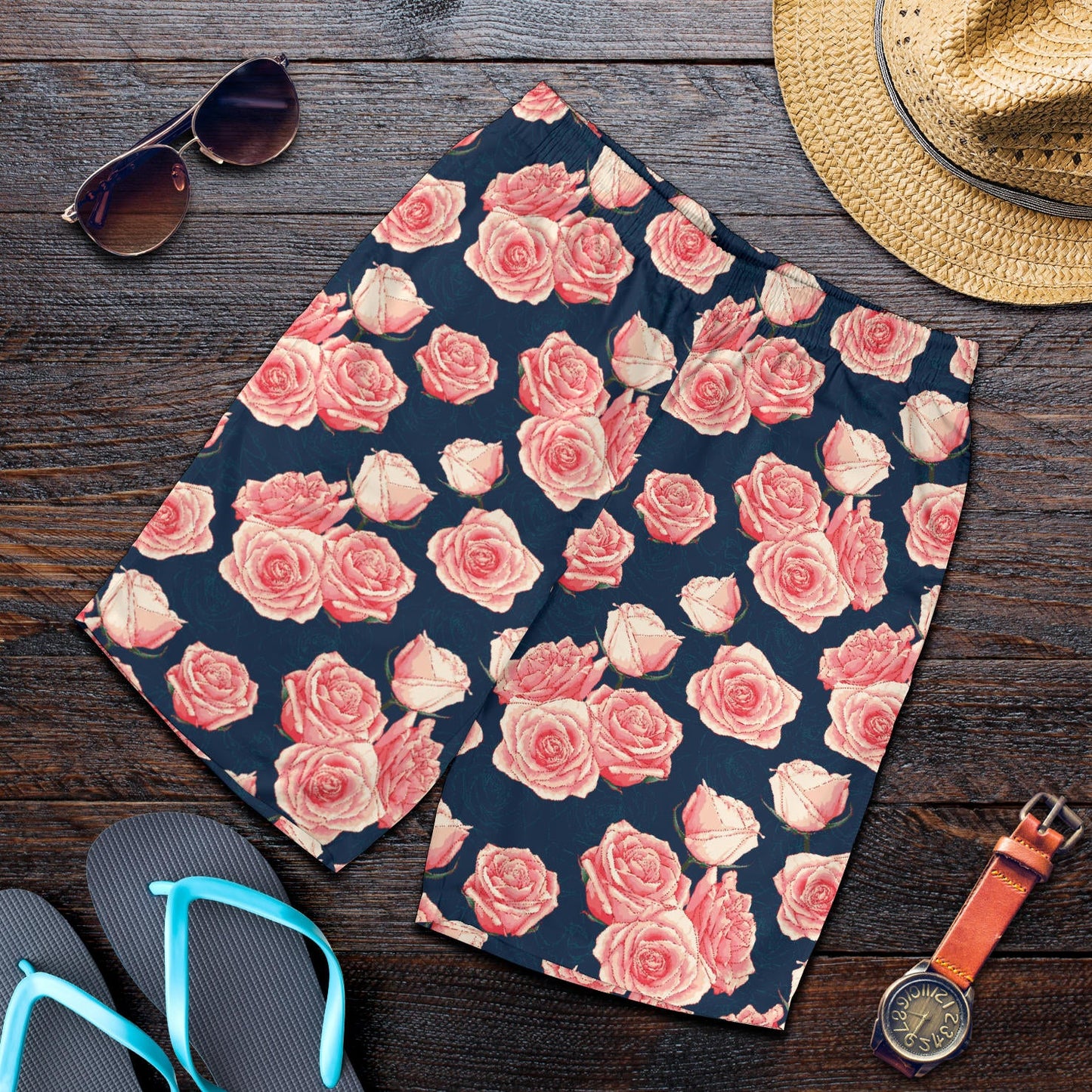 Rose Pattern Print Design A03 Mens Shorts