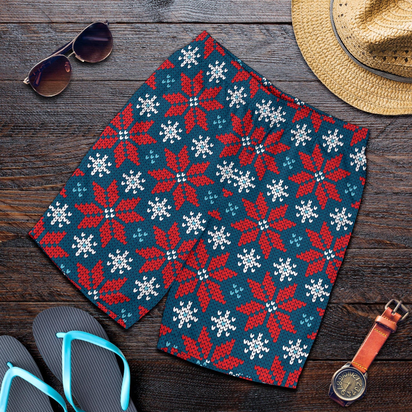 Poinsettia Pattern Print Design A02 Mens Shorts