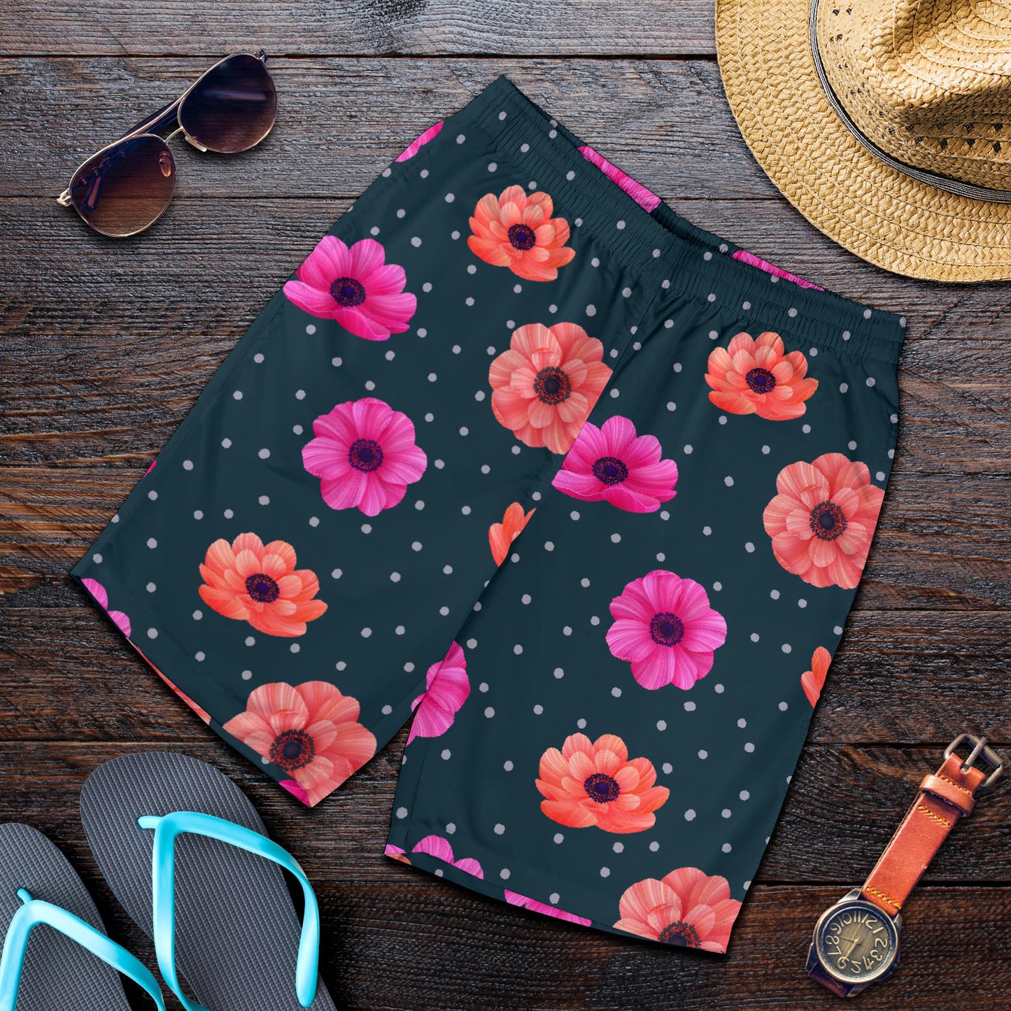 Anemone Pattern Print Design AM08 Mens Shorts