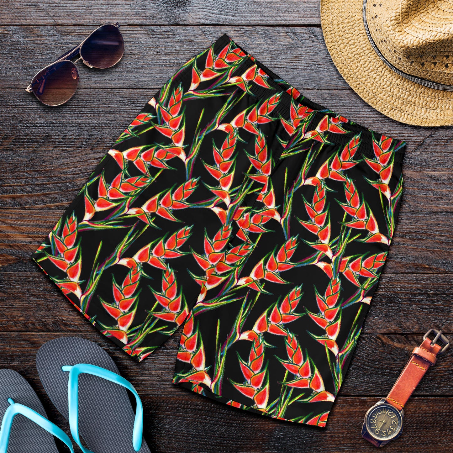 Heliconia Pattern Print Design HL010 Mens Shorts
