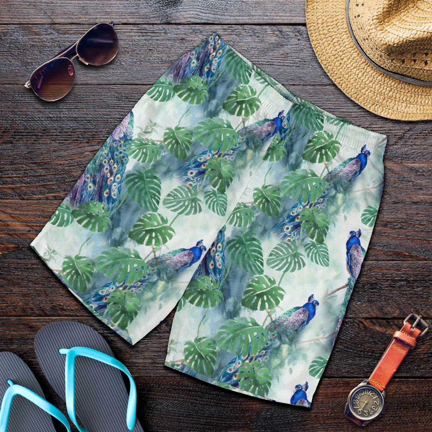 Peacock Pattern Print Design A02 Mens Shorts