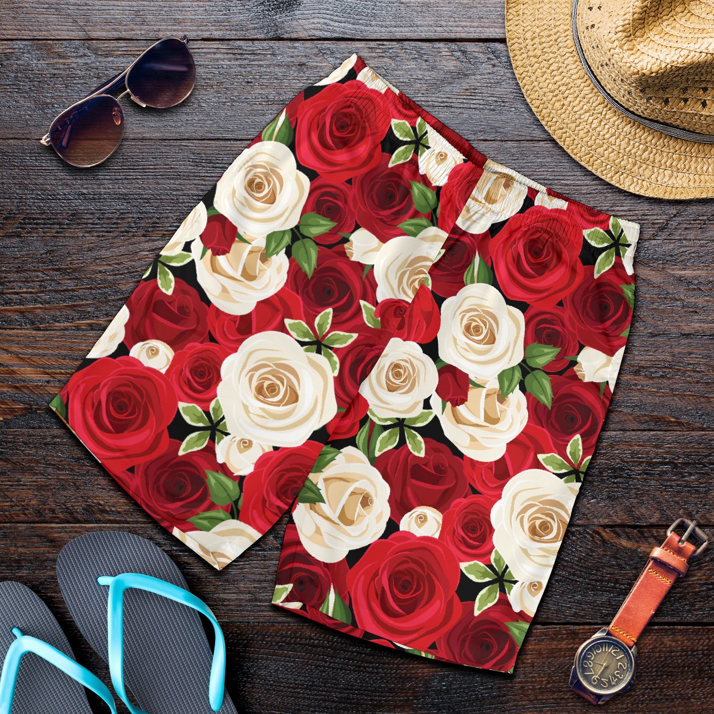 Rose Pattern Print Design RO06 Mens Shorts