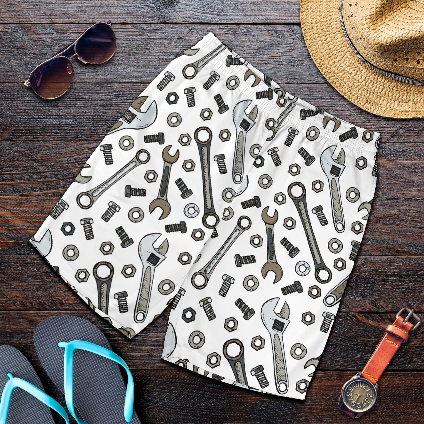 Mechanic Pattern Print Design 03 Mens Shorts