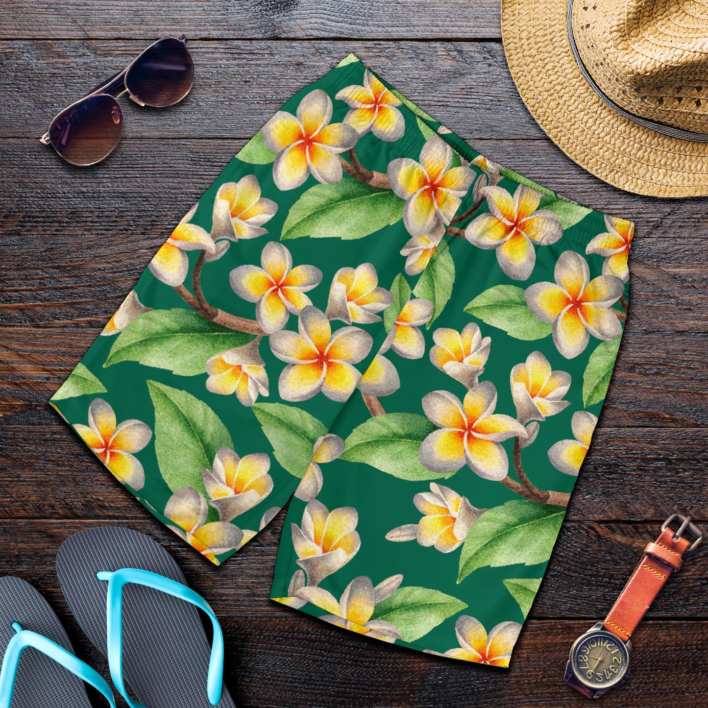 Plumeria Pattern Print Design PM07 Mens Shorts