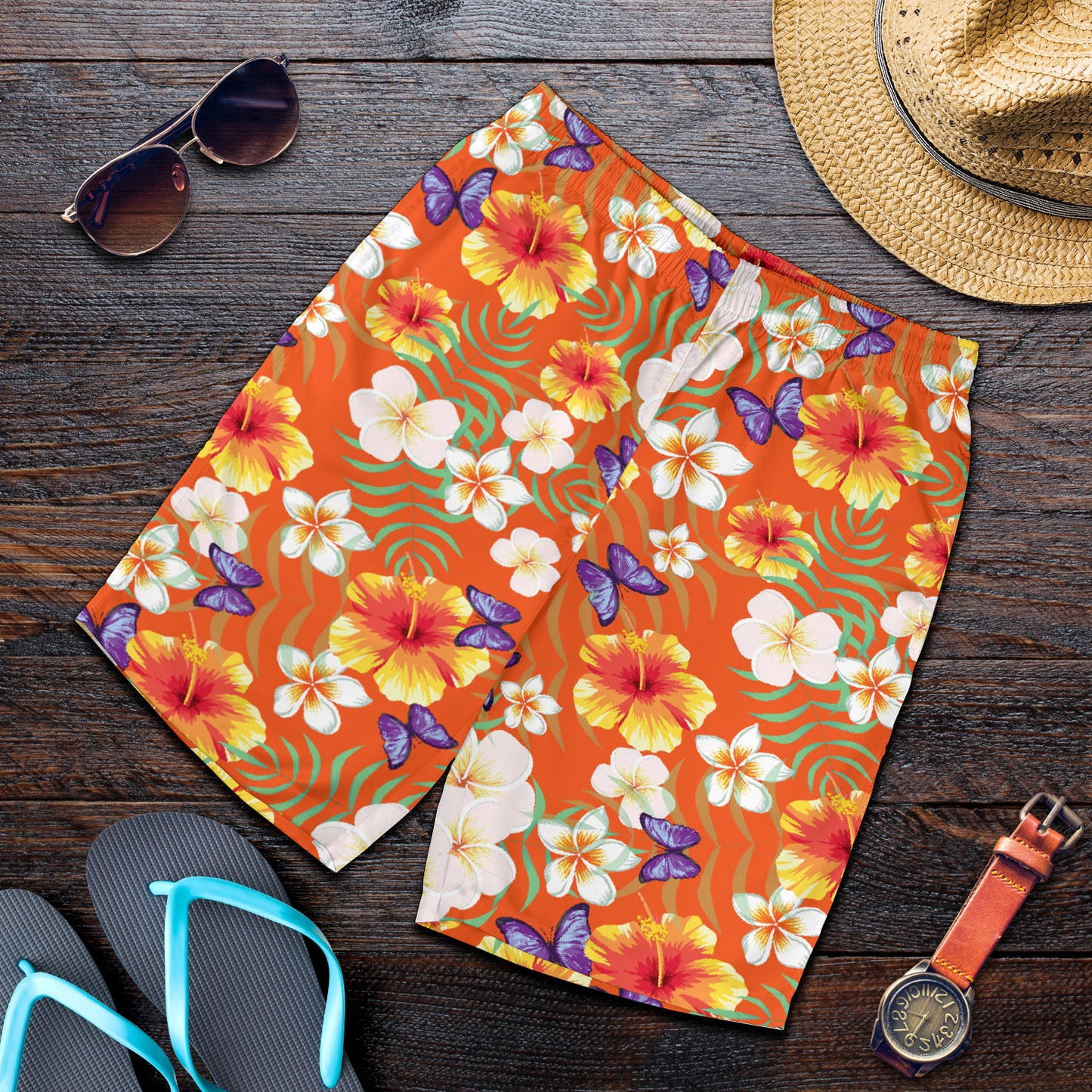 Tropical Flower Pattern Print Design TF027 Mens Shorts