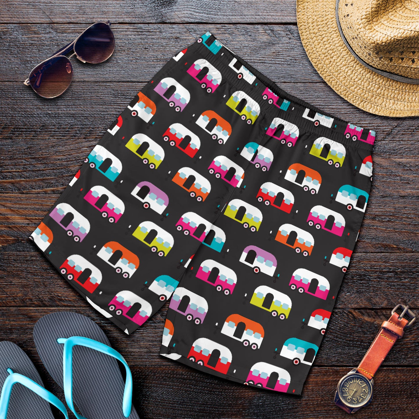 Camper Caravan Pattern Mens Shorts