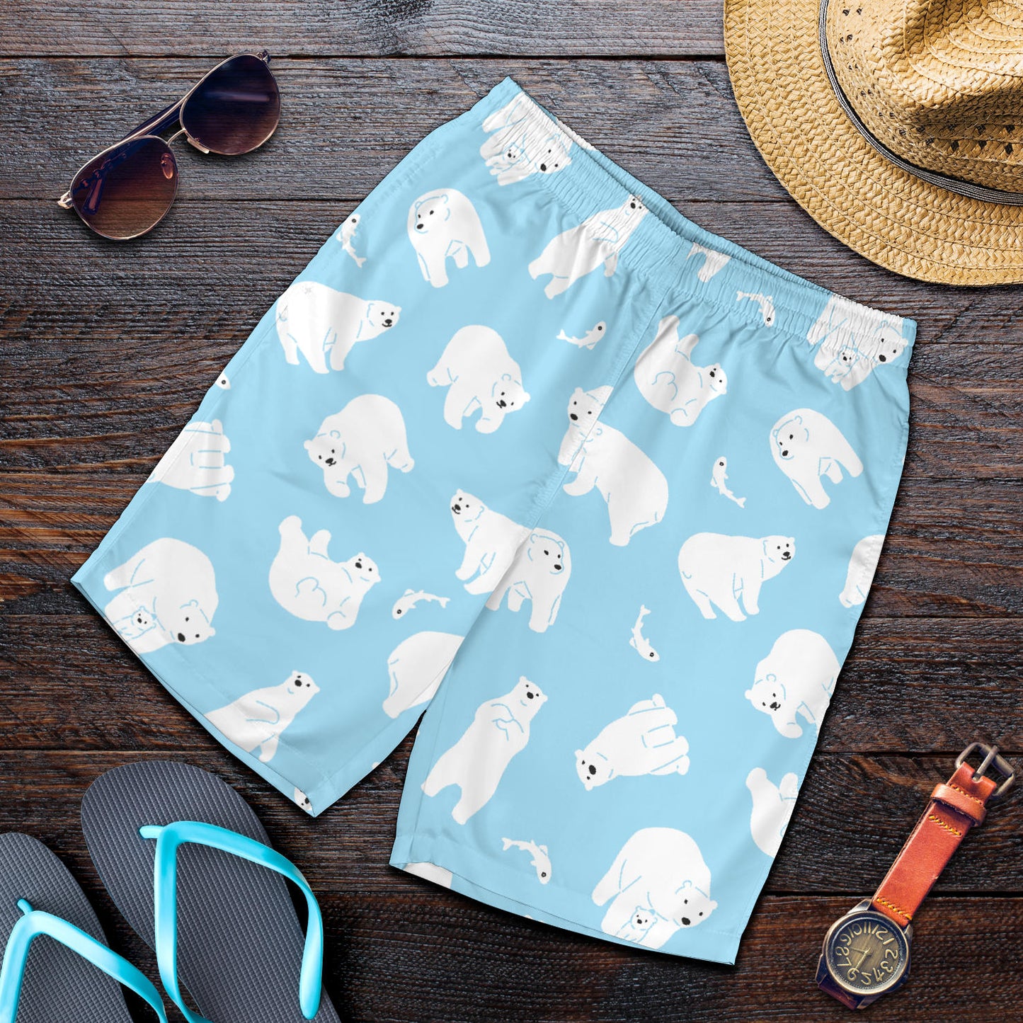 Polar Bear Pattern Print Design PB01 Mens Shorts
