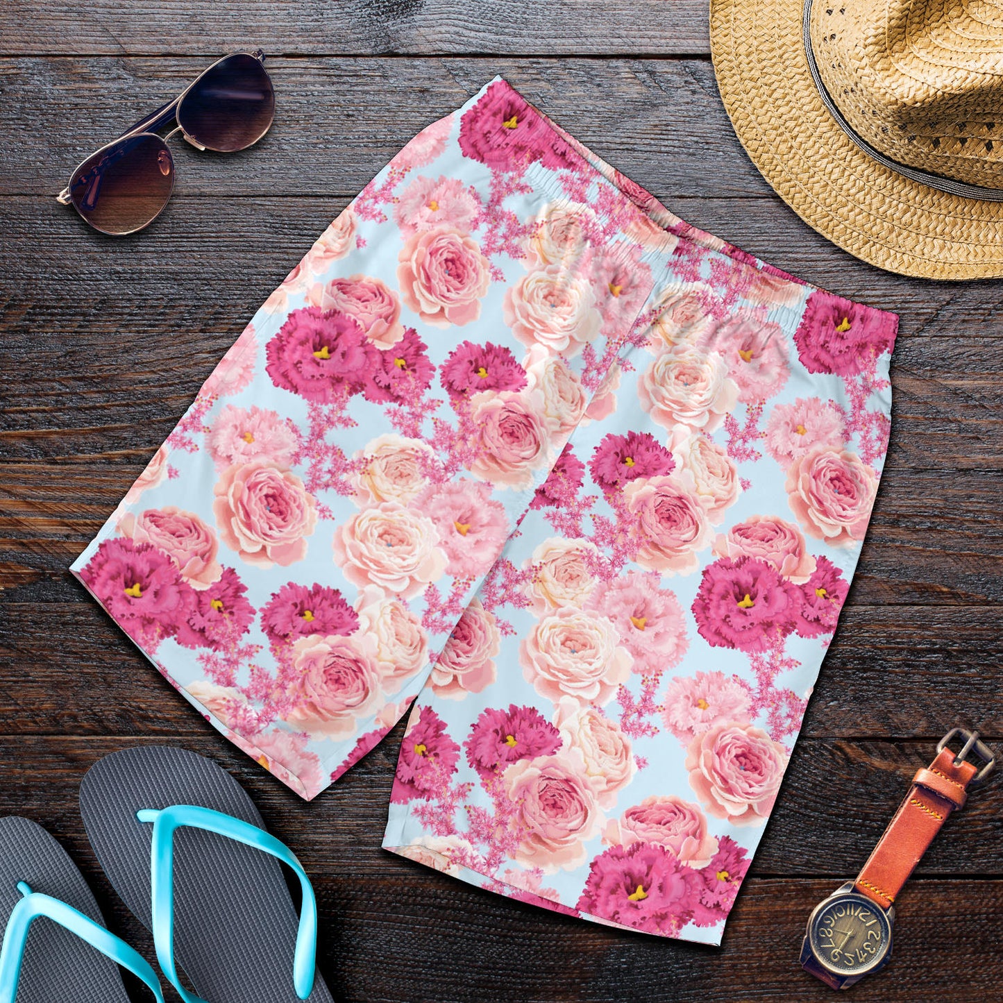 Lisianthus Pattern Print Design LT05 Mens Shorts