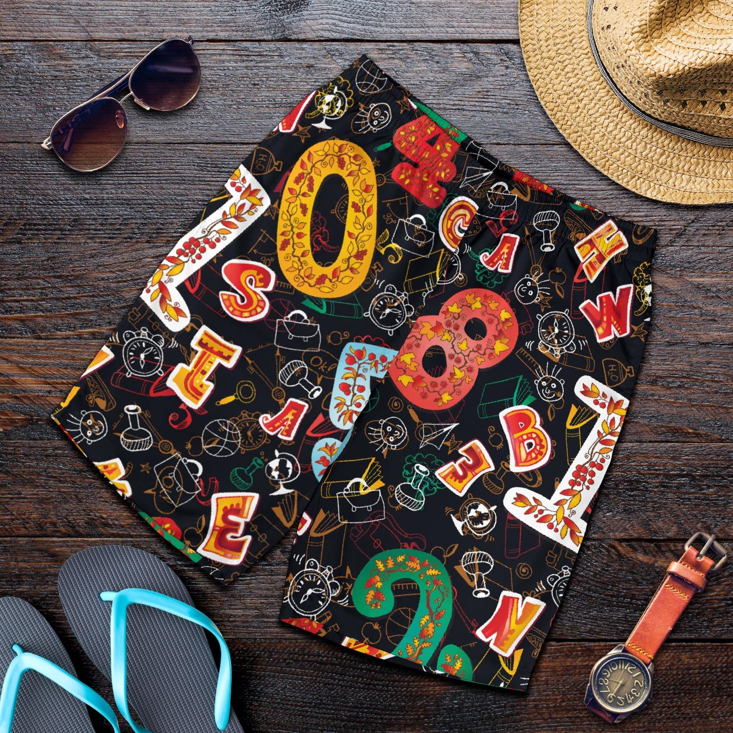 Number Pattern Print Design A03 Mens Shorts