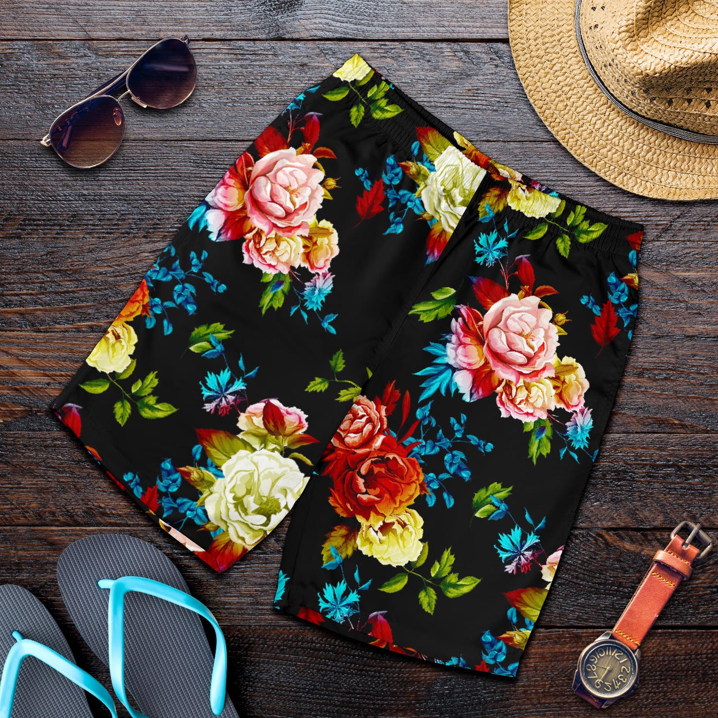Peony Pattern Print Design PE07 Mens Shorts