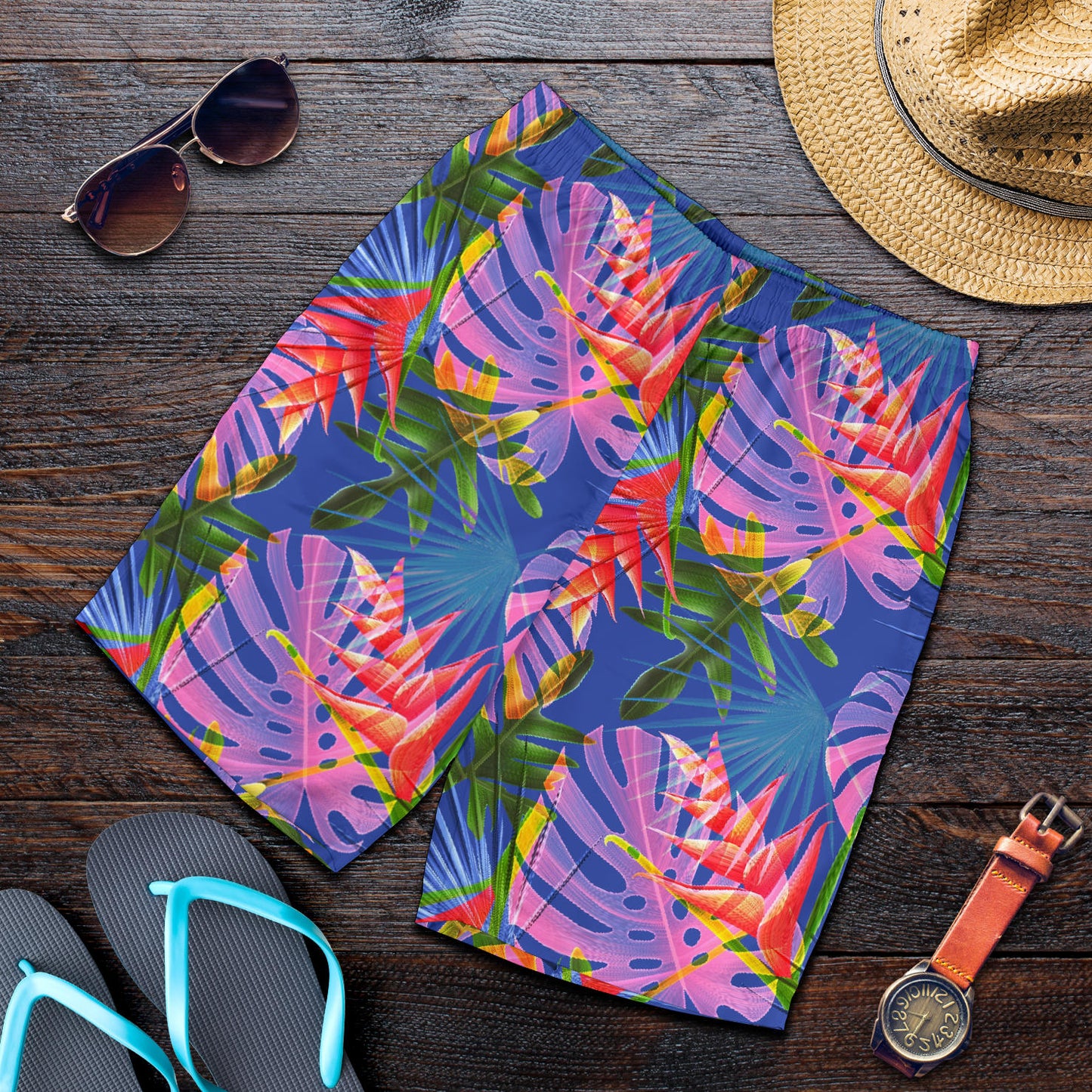 Tropical Flower Pattern Print Design TF025 Mens Shorts