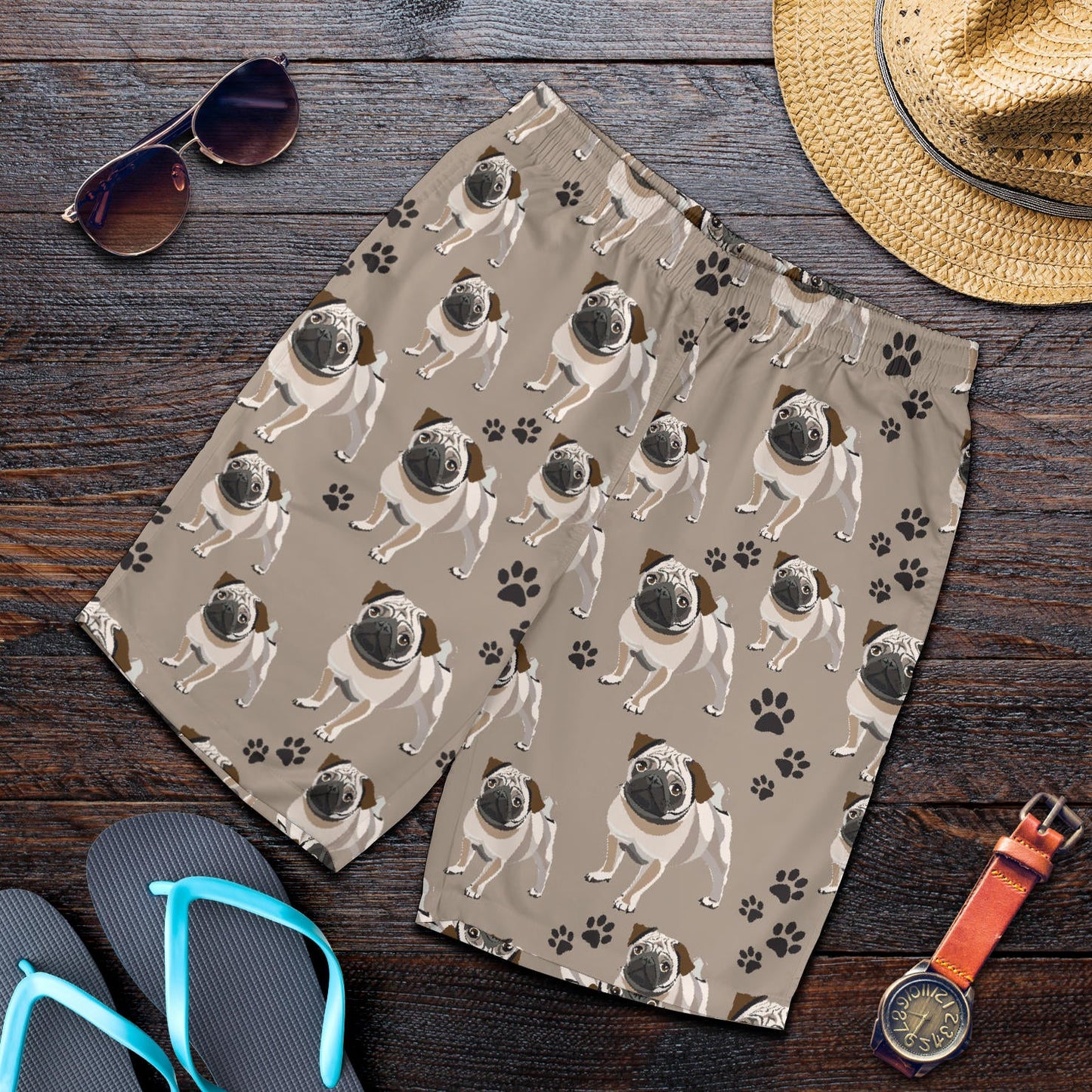 Pug Pattern Print Design A04 Mens Shorts