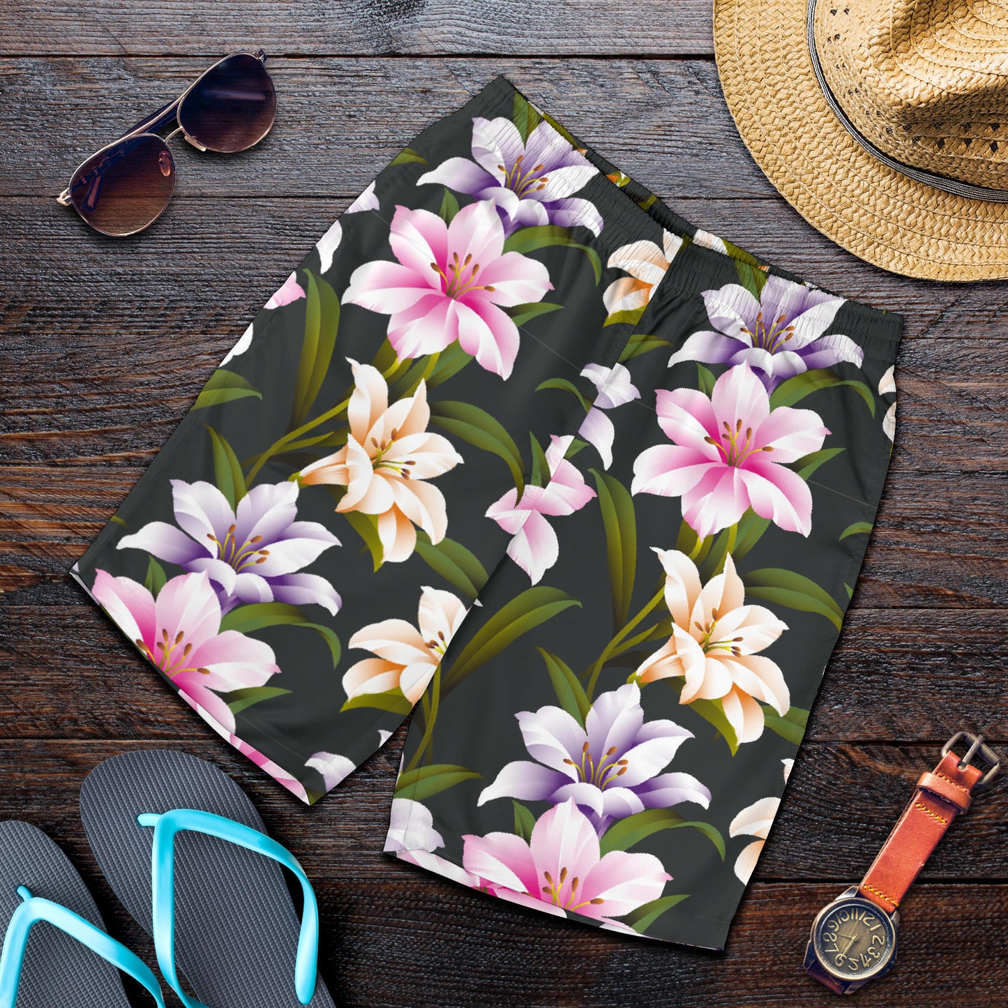 Lily Pattern Print Design LY01 Mens Shorts